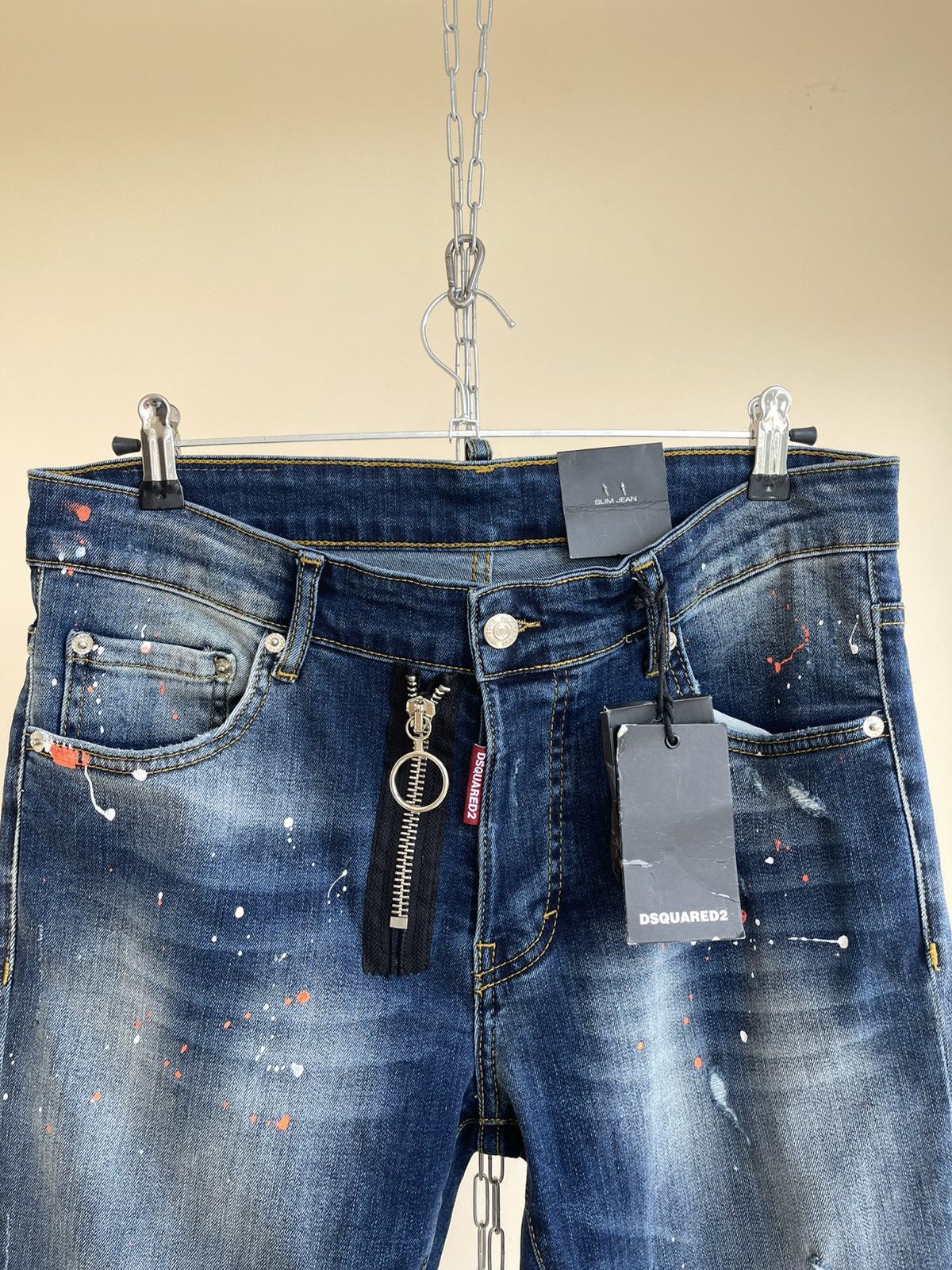 Dsquared2 Icon Slim Jean Distressed Wash Denim Paint-Splattered Jeans Size US 32 / EU 48 - 5 Thumbnail