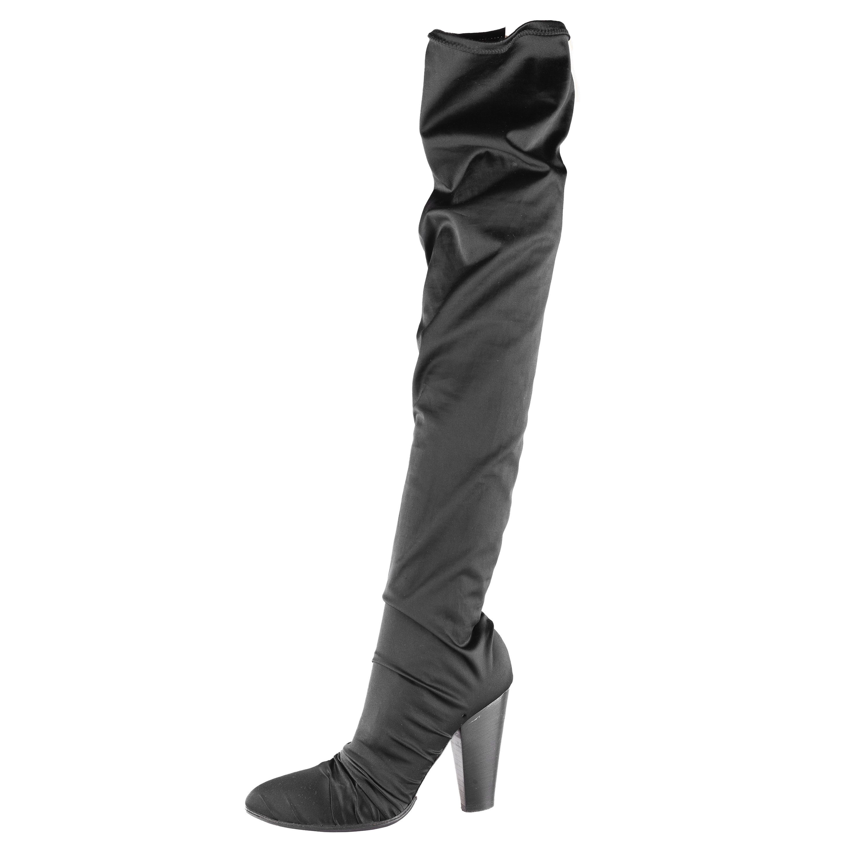 Dolce & Gabbana Dolce & Gabbana Vintage Black High-Stock Stretch Silk Boots Size US 6 / IT 36 - 2 Thumbnail