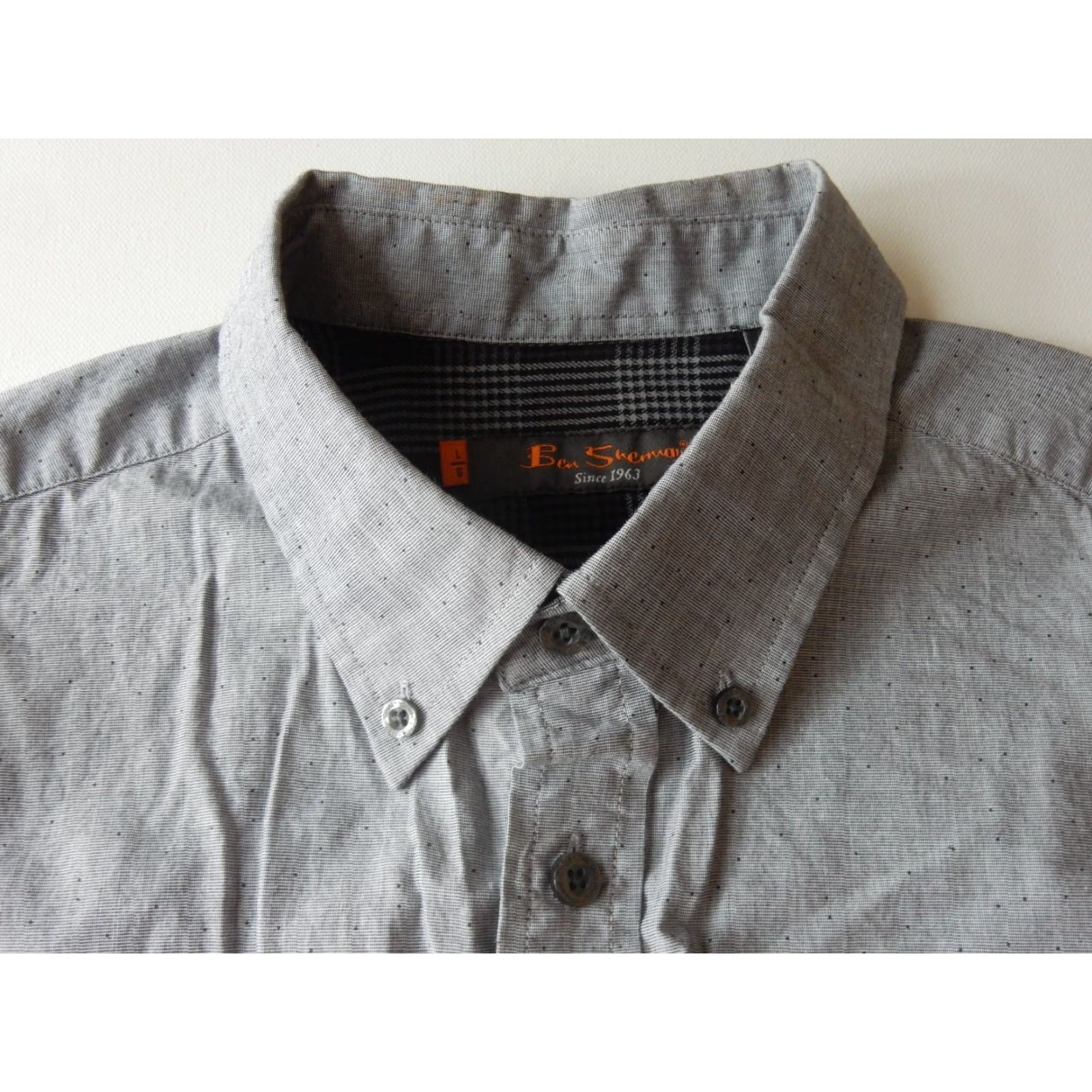 Ben Sherman Ben Sherman Men's Long Sleeve Button Front Shirt Size L Gray Polka Dot Shirt Mens Size US S / EU 44-46 / 1 - 2 Thumbnail