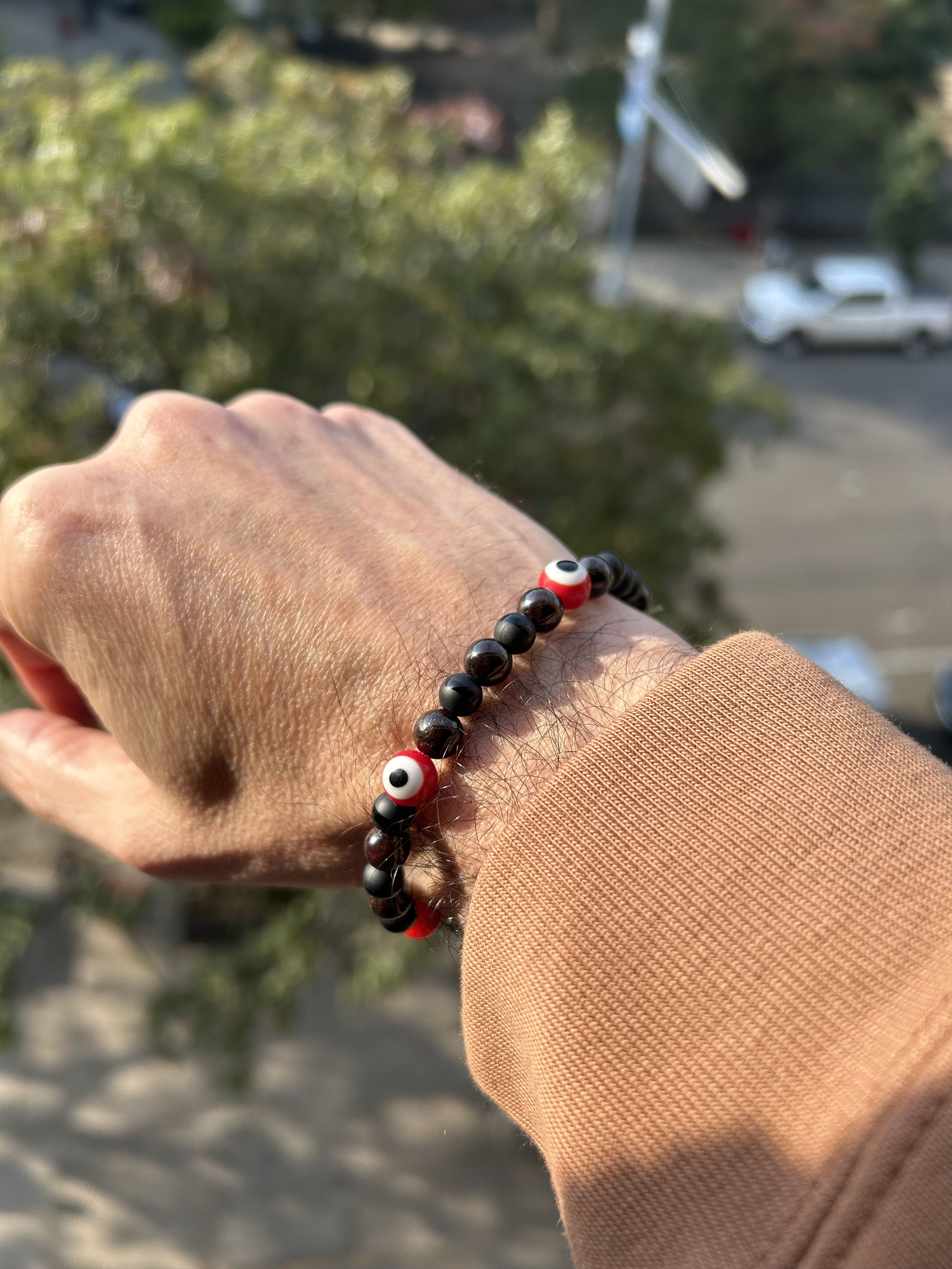 Jewelry Evil Eye Protection Natural Garnet, Striped Black Onyx Size ONE SIZE - 1 Thumbnail