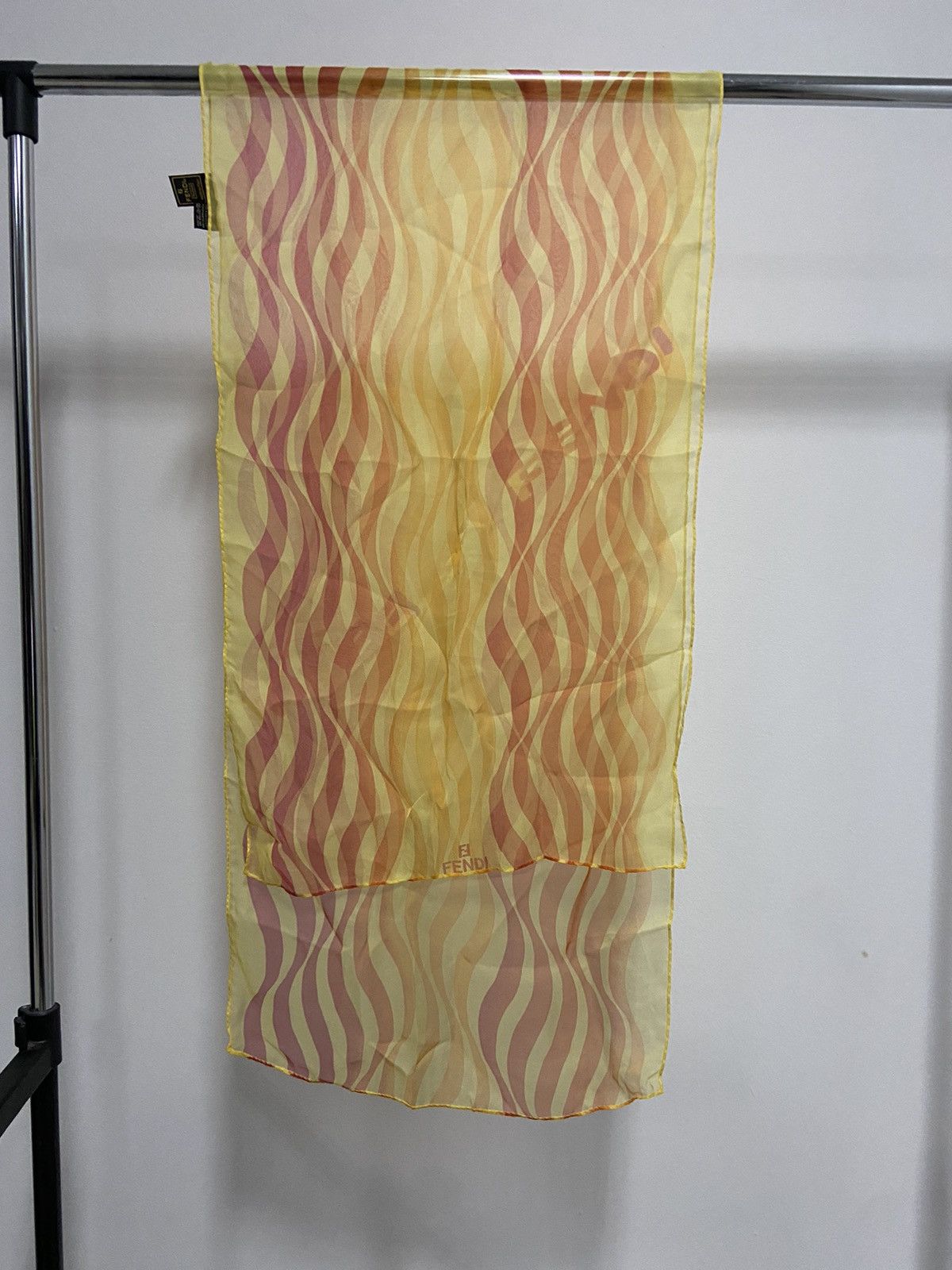 Fendi silk scarf patterns waves luxury logo FF