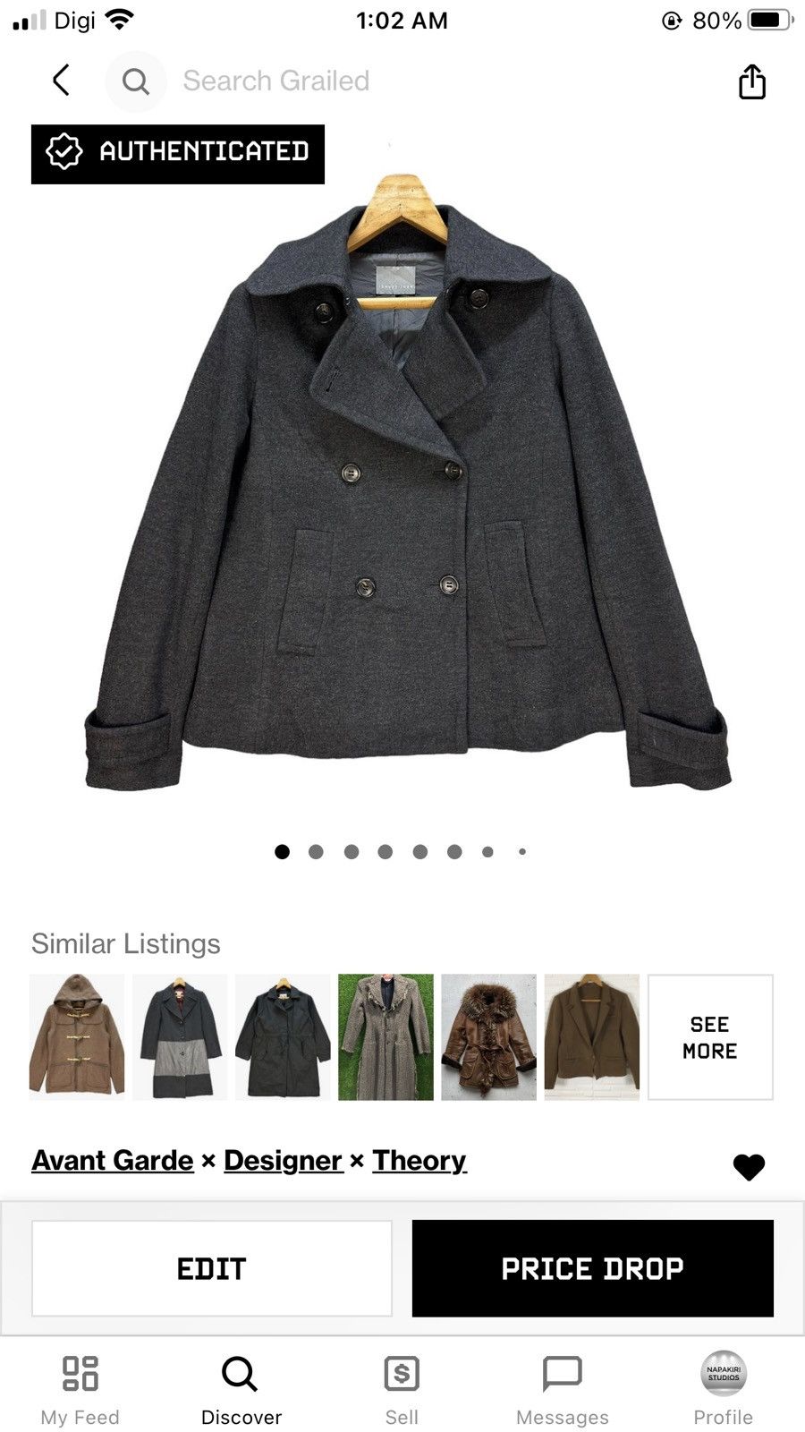 Theory Theory Luxe Double Breasted Belted Wool Coat #A25-0564 Size S / US 4 / IT 40 - 14 Thumbnail