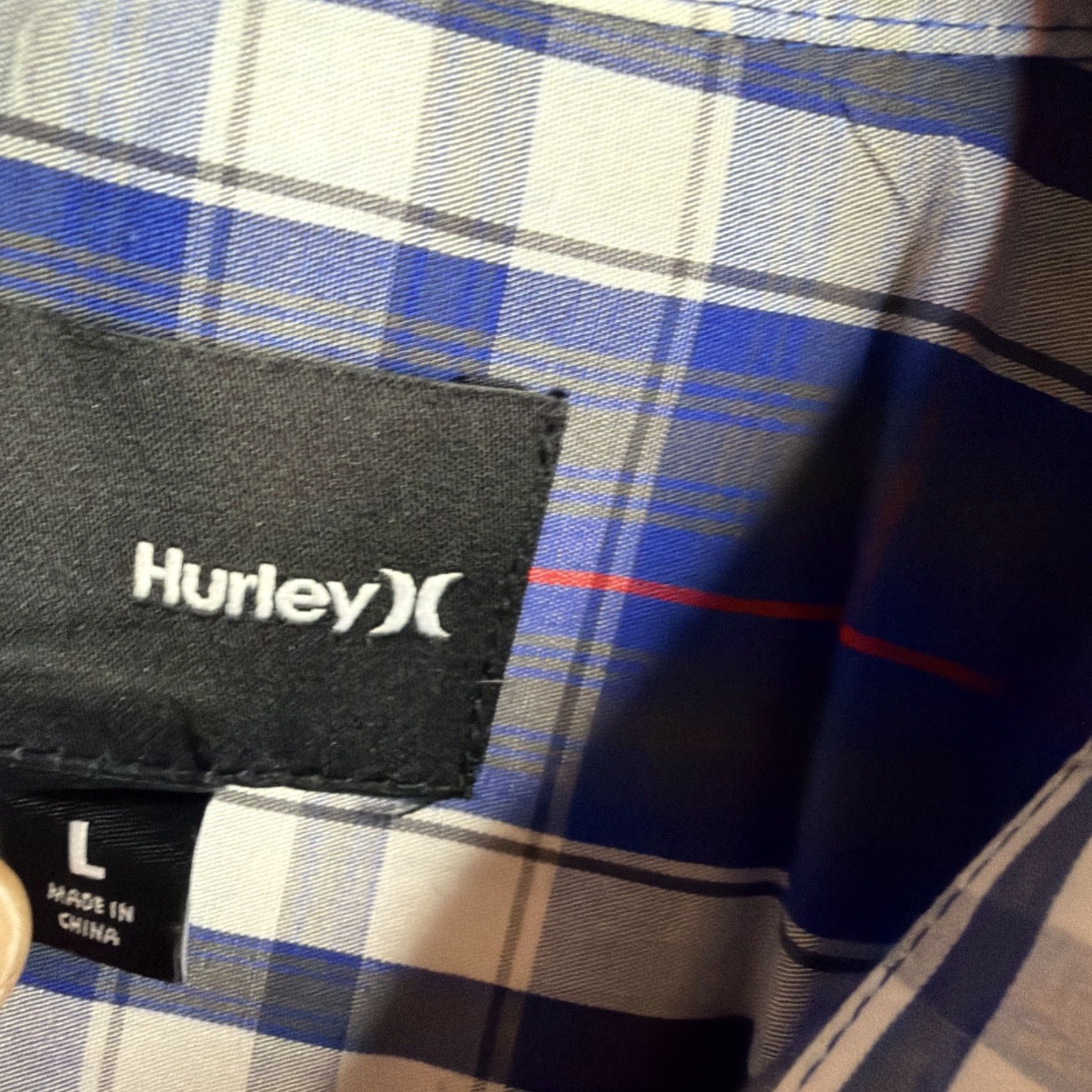 Hurley Hurley Shirt Button-Up Short Sleeve Plaid Multicolor Red White Blue Mens L Size US L / EU 52-54 / 3 - 2 Thumbnail