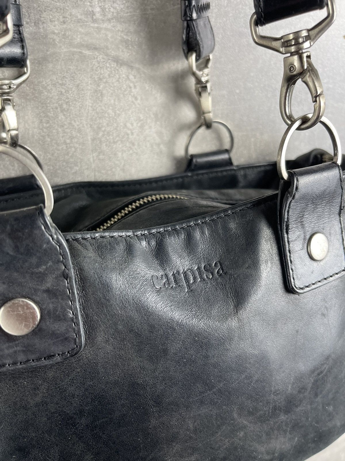 Other Carpisa Y2K Artisian Black Leather Multi Zip Shoulder Bag Size ONE SIZE - 7 Thumbnail