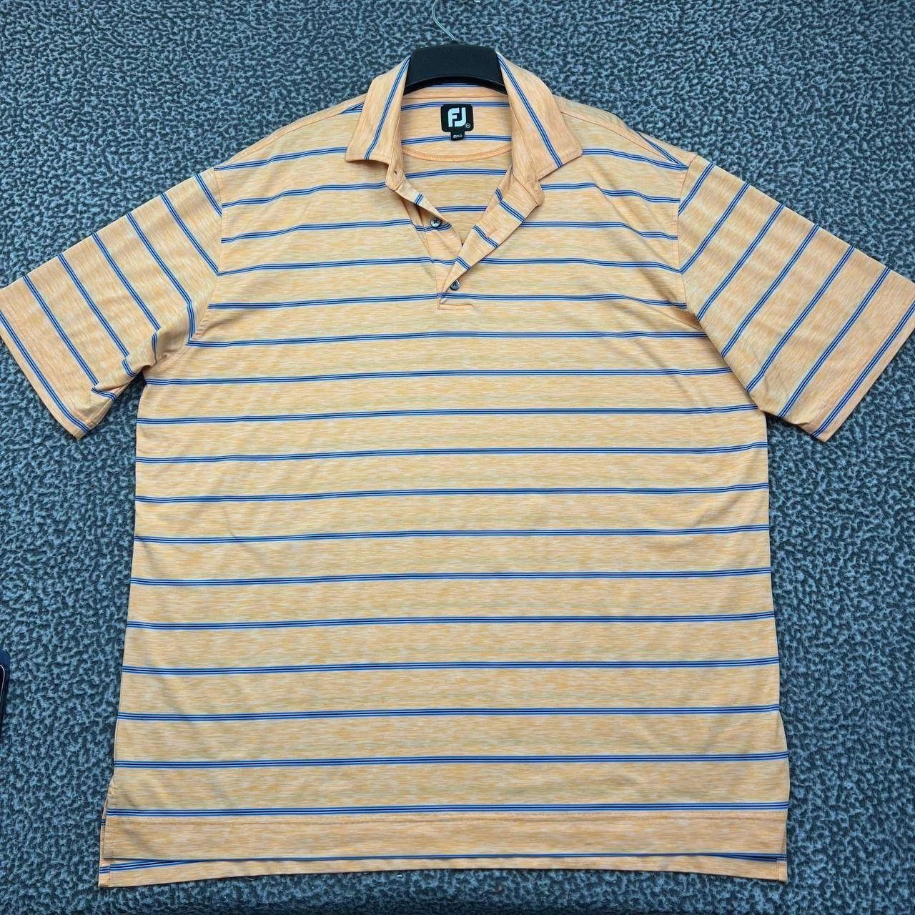 Footjoy Foot Joy Polo Shirt Men Orange Blue Striped Collared 2XL Size US XXL / EU 58 / 5 - 1 Thumbnail