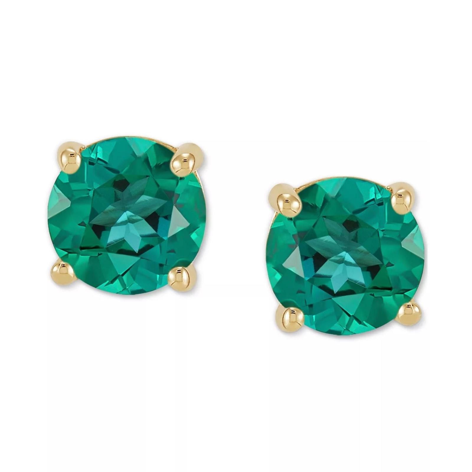 Macys Macy’s Birthstone Stud Earrings in 14k Gold – Emerald Size ONE SIZE - 3 Thumbnail