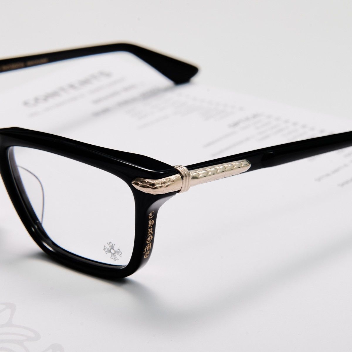 Chrome Hearts CHROME HEARTS LITTLE DINGER BLACK/ 18KGP GLASSES Size ONE SIZE - 3 Thumbnail