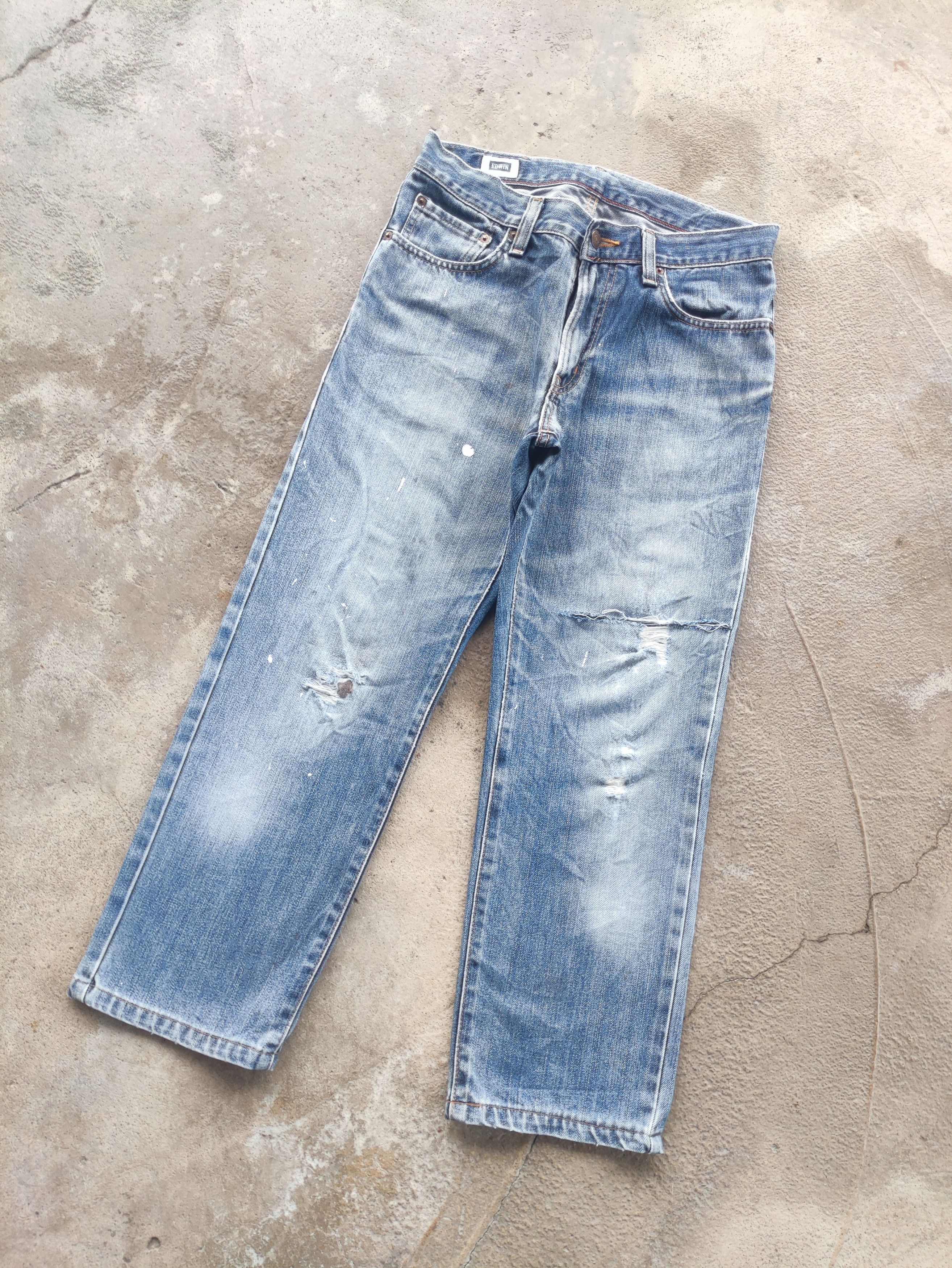 Edwin Vintage Edwin 403 Japan Distress Faded Denim Pants Size US 31 - 2 Thumbnail