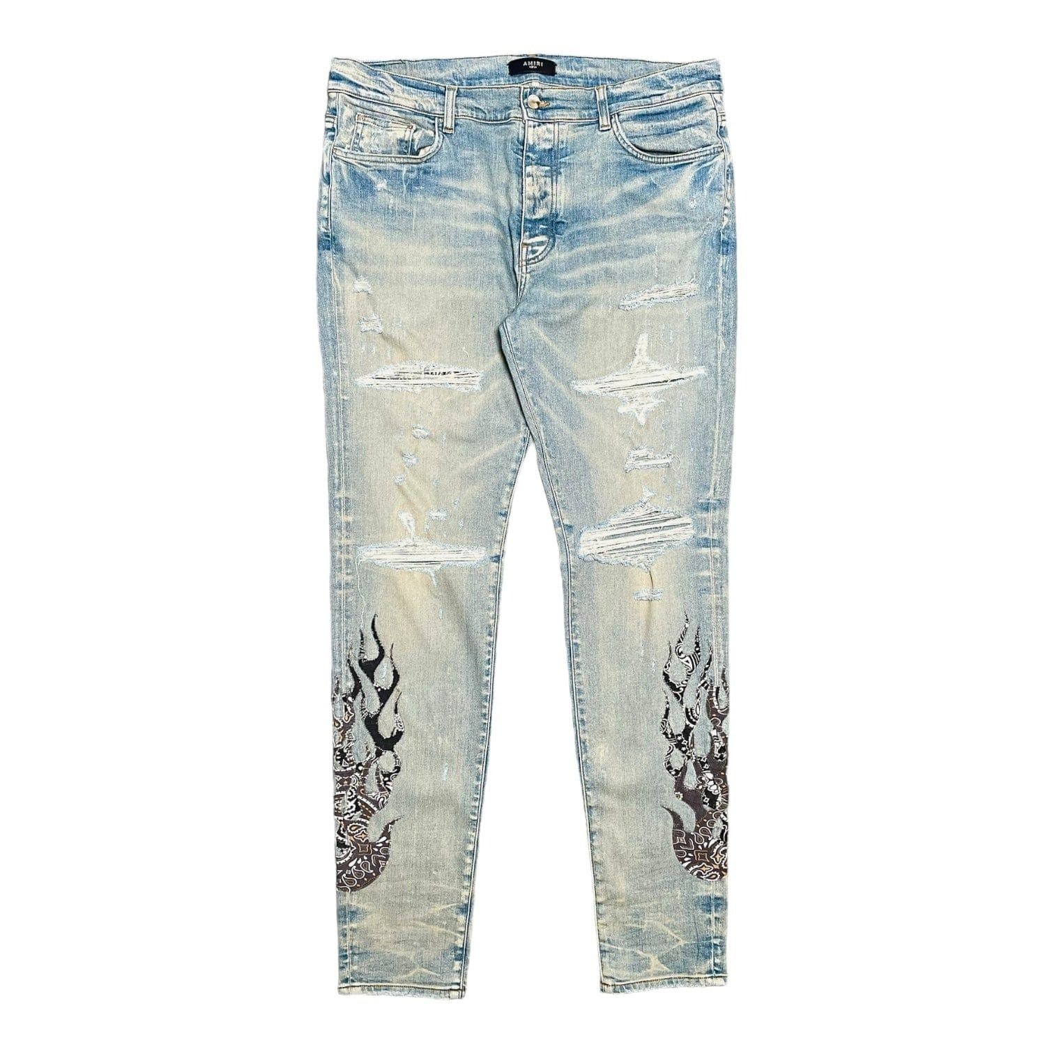 image of Amiri Bandana Flame Jeans Clay Indigo, Men's (Size 38)