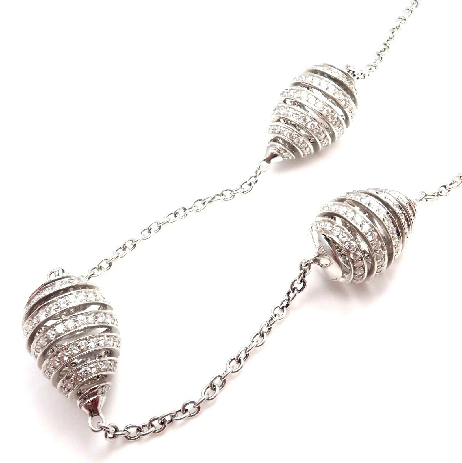 White Gold 6ctw Diamond Spiral Teardrop 3 Motif Necklace 18