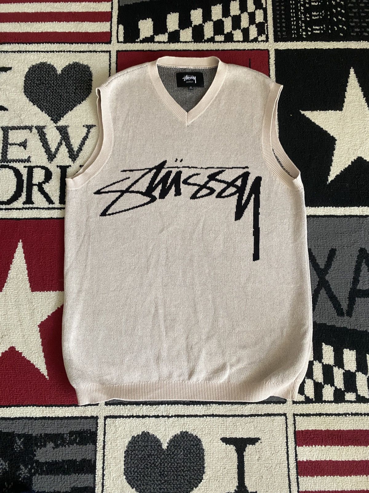 Stussy Stussy beige cream stock logo knit vest Size US M / EU 48-50 / 2 - 1 Thumbnail