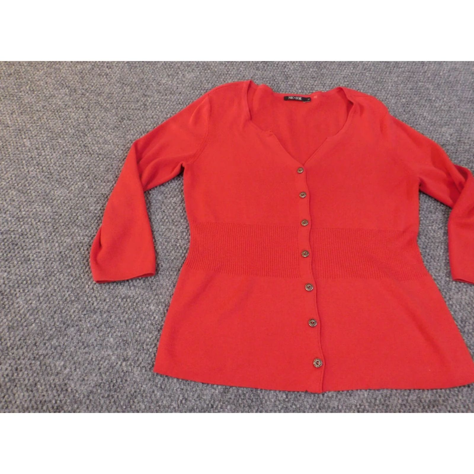 Vintage Zoe Sweater Cardigan Red Knit V-Neck Button Long Sleeve Womens L Cotton Stretch Modern Regular Size L / US 10 / IT 46 - 3 Thumbnail