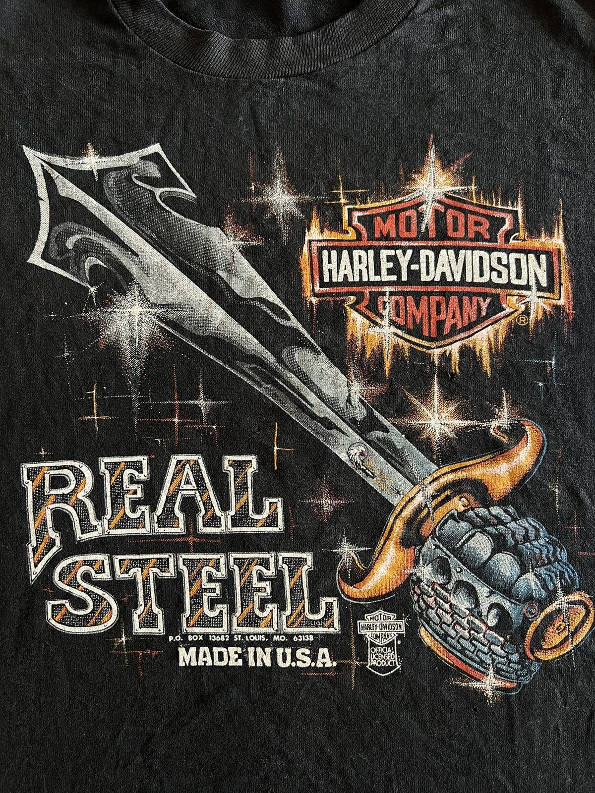 Harley Davidson Vintage 80s Harley Davidson Real Steel Sword Tee Made in USA Size US M / EU 48-50 / 2 - 5 Thumbnail