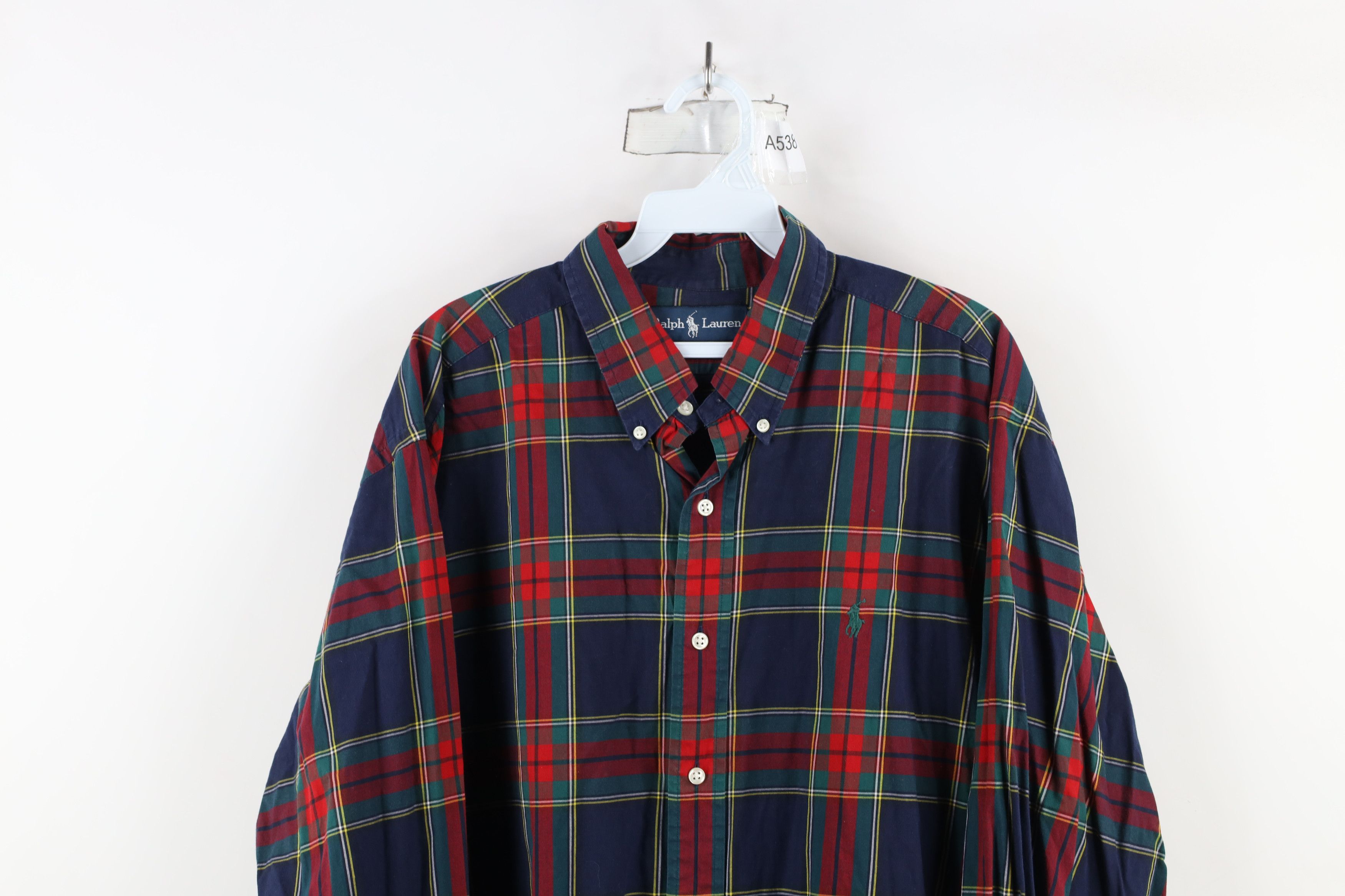 Ralph Lauren × Vintage Vintage 90s Ralph Lauren Fit Rainbow Plaid Button Down Shirt Size US XL / EU 56 / 4 - 2 Thumbnail