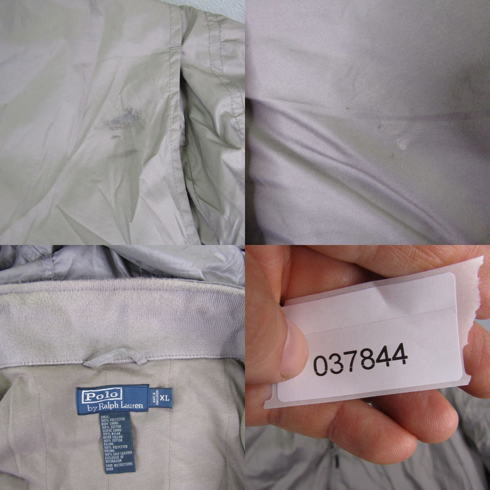 Polo Ralph Lauren VINTAGE Polo Ralph Lauren Jacket Mens XL Gray Quilted Calf Leather Trim Hideaway Hood Size US XL / EU 56 / 4 - 8 Thumbnail