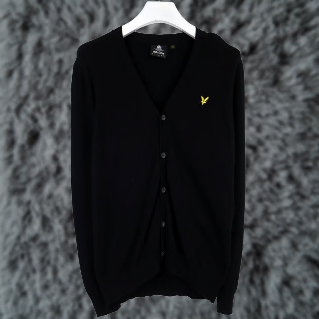 Lyle & Scott LYLE & SCOTT Jumper Cardigan V-Neck Wool Blend Black Large Mens Size US L / EU 52-54 / 3 - 1 Thumbnail