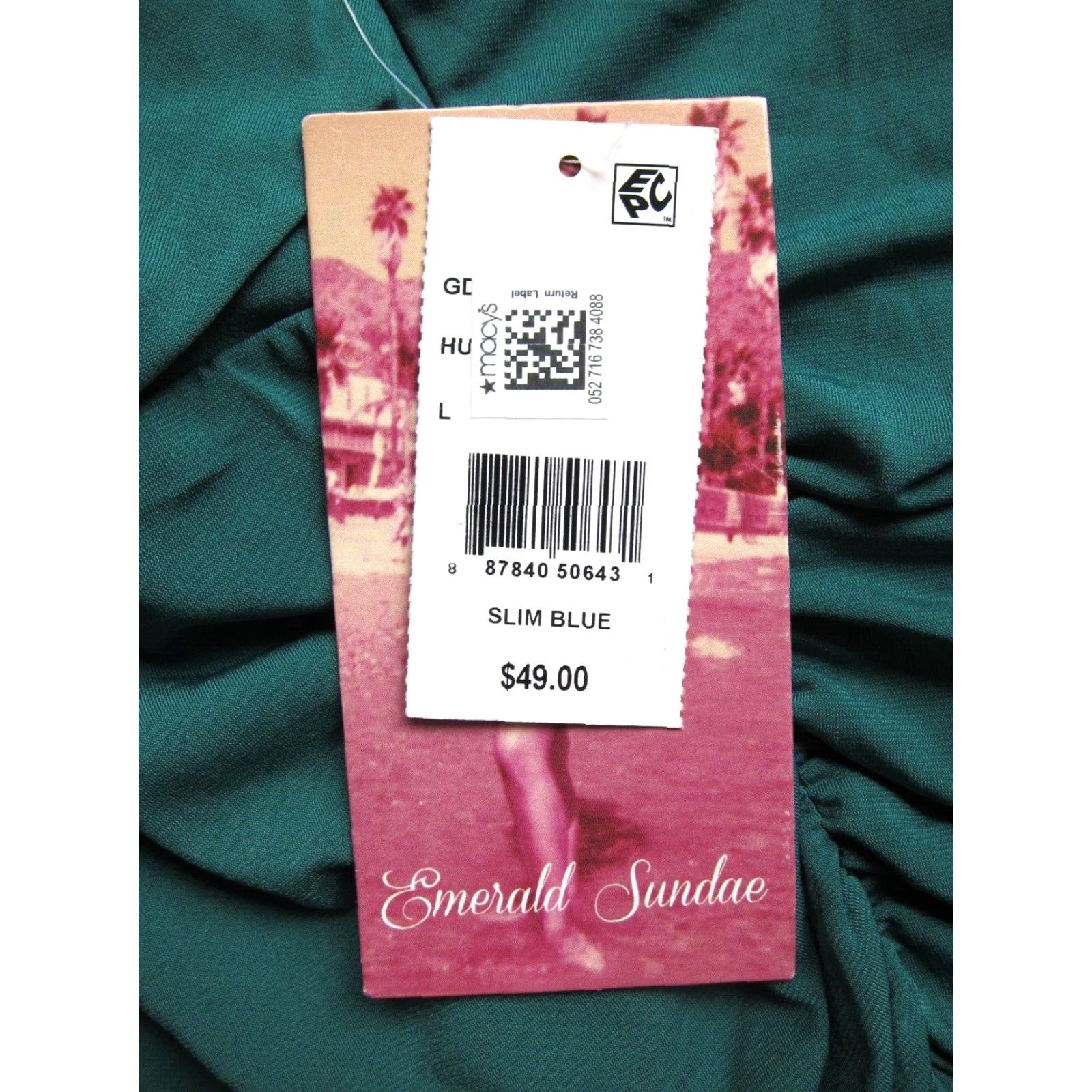 Vintage VINTAGE Emerald Sundae Green Stretch Ruched Fitted Spaghetti Strap Prom Dress Large NWT Green Dress Sundress Size L Women 90s Vintage Featured Size L / US 10 / IT 46 - 4 Thumbnail