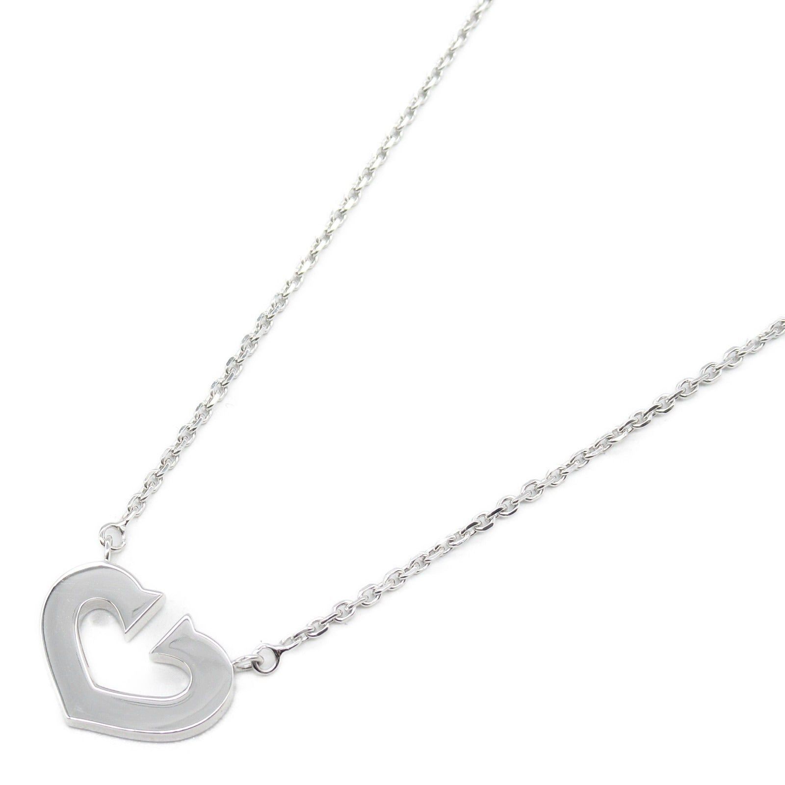 Cartier Cartier C Heart Necklace K18Wg (White Gold) Silver Size ONE SIZE - 1 Thumbnail