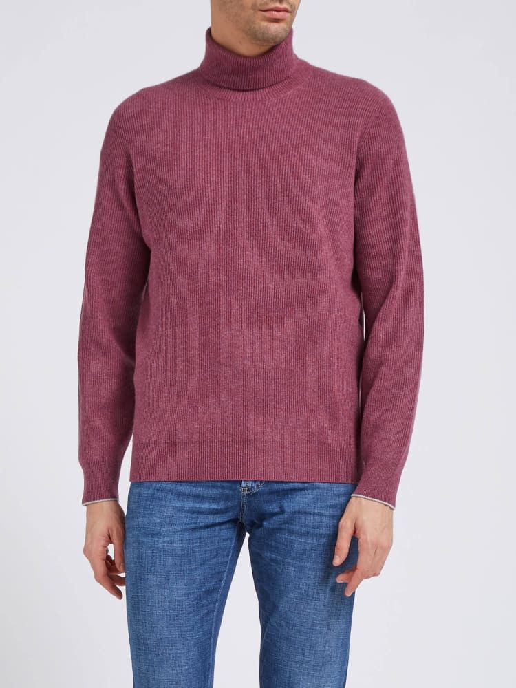 Brunello Cucinelli o1w1db10924 Cashmere Turtleneck in Burgundy Size US XS / EU 42 / 0 - 1 Preview