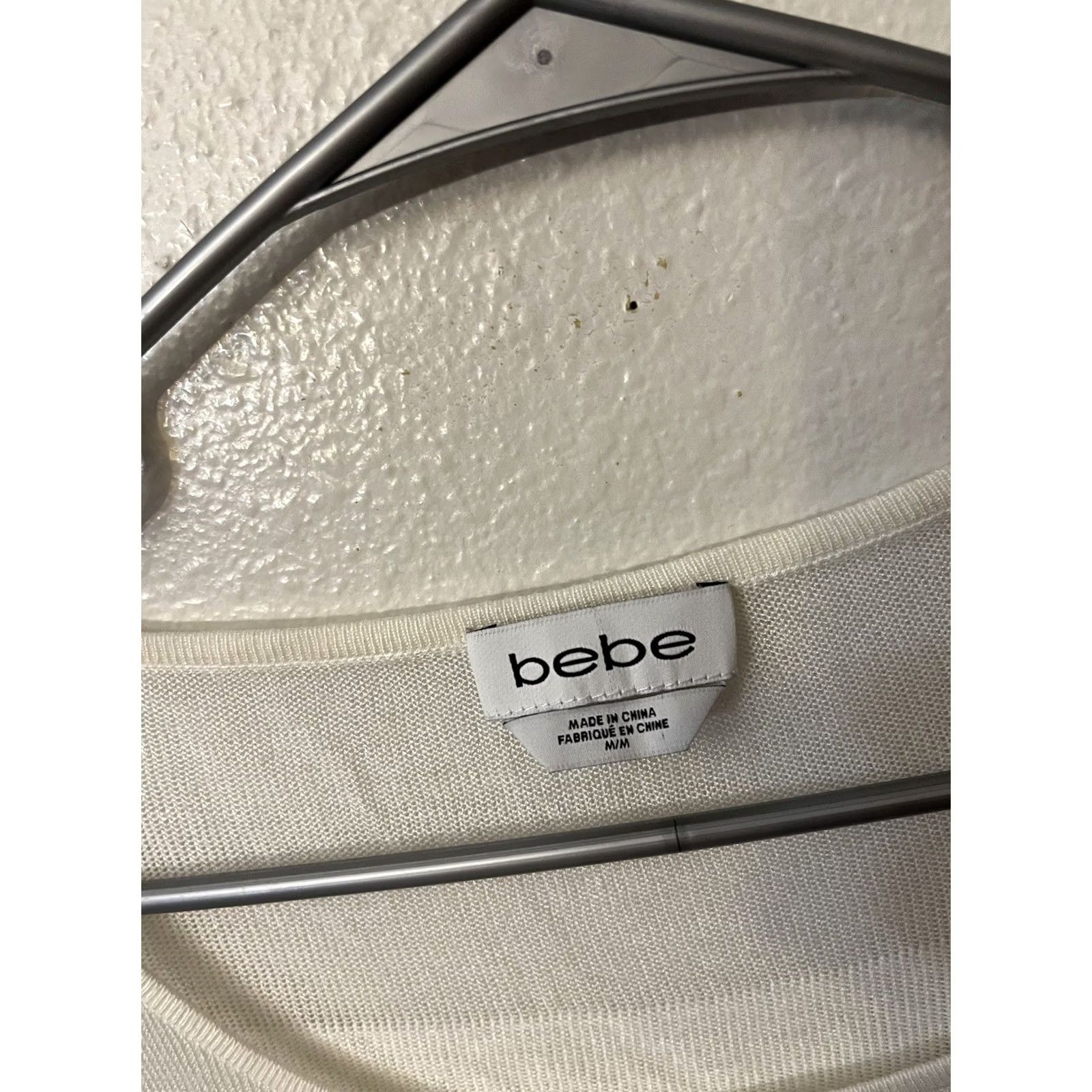 Bebe VINTAGE Bebe Moda Womens Sweater Medium White Round Neck Long Sleeve Stretch Size M / US 6-8 / IT 42-44 - 2 Thumbnail