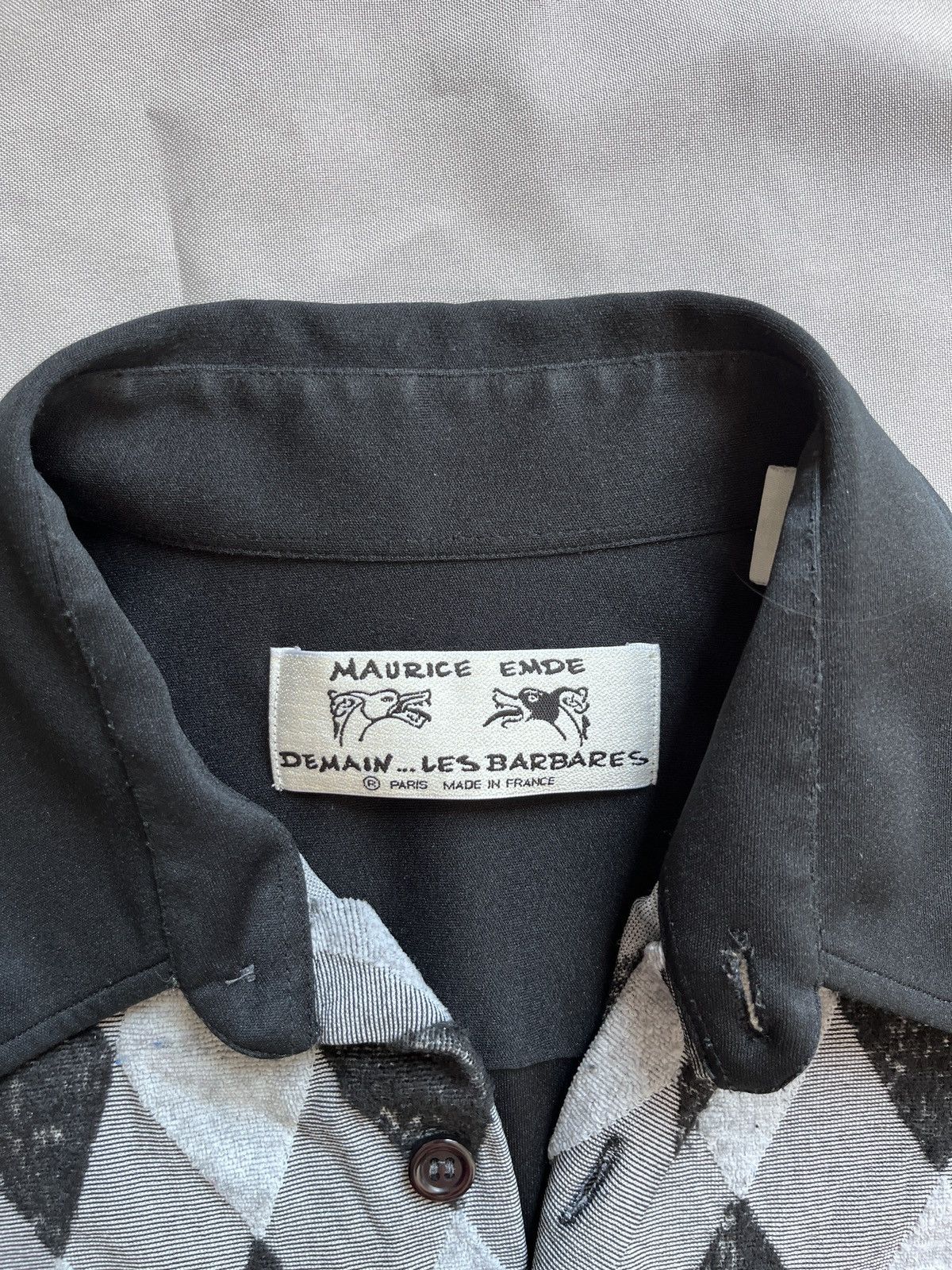 Designer × Vintage Maurice Emde Vintage Rhombus Diamond Pattern Stretch Shirt Size US L / EU 52-54 / 3 - 4 Thumbnail