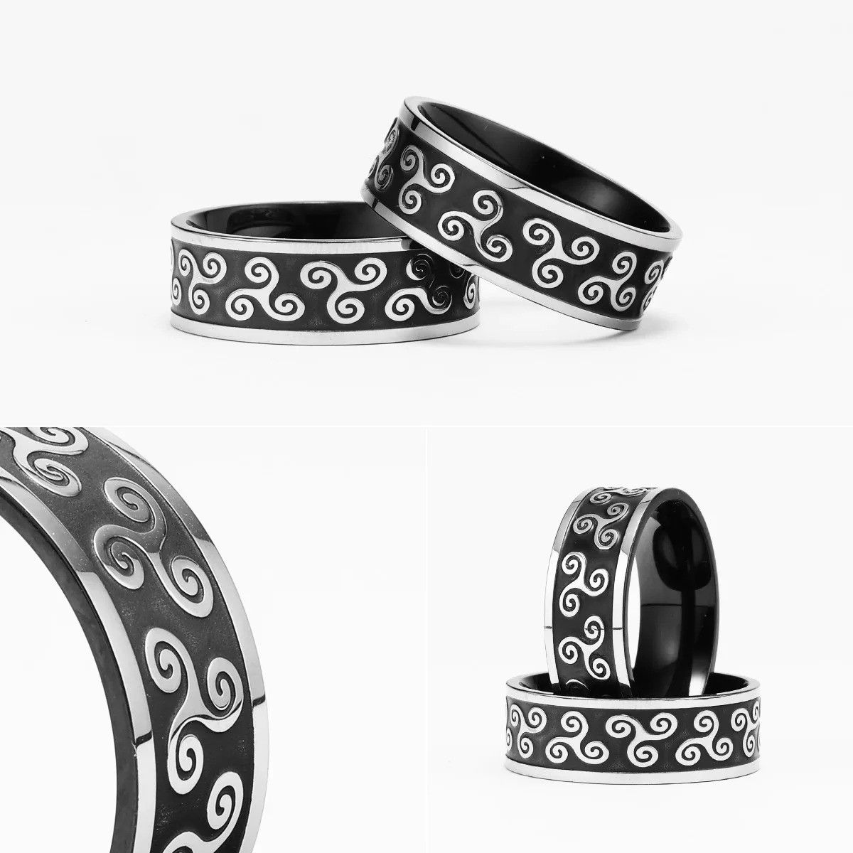 Jewelry Celtic Knot Retro Black Ring Streetwear Jewelry Fashion Gift Size ONE SIZE - 4 Thumbnail