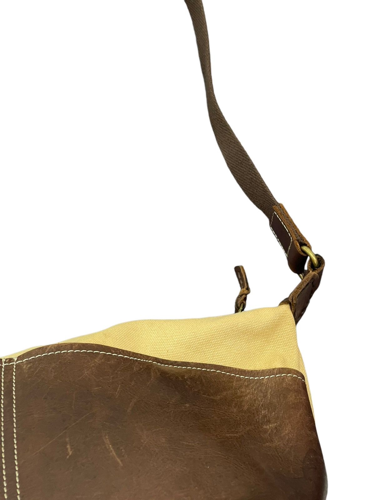 Japanese Brand Leather Patina Cotton Paquet Cross Body Bag 4🟩 Size ONE SIZE - 9 Thumbnail
