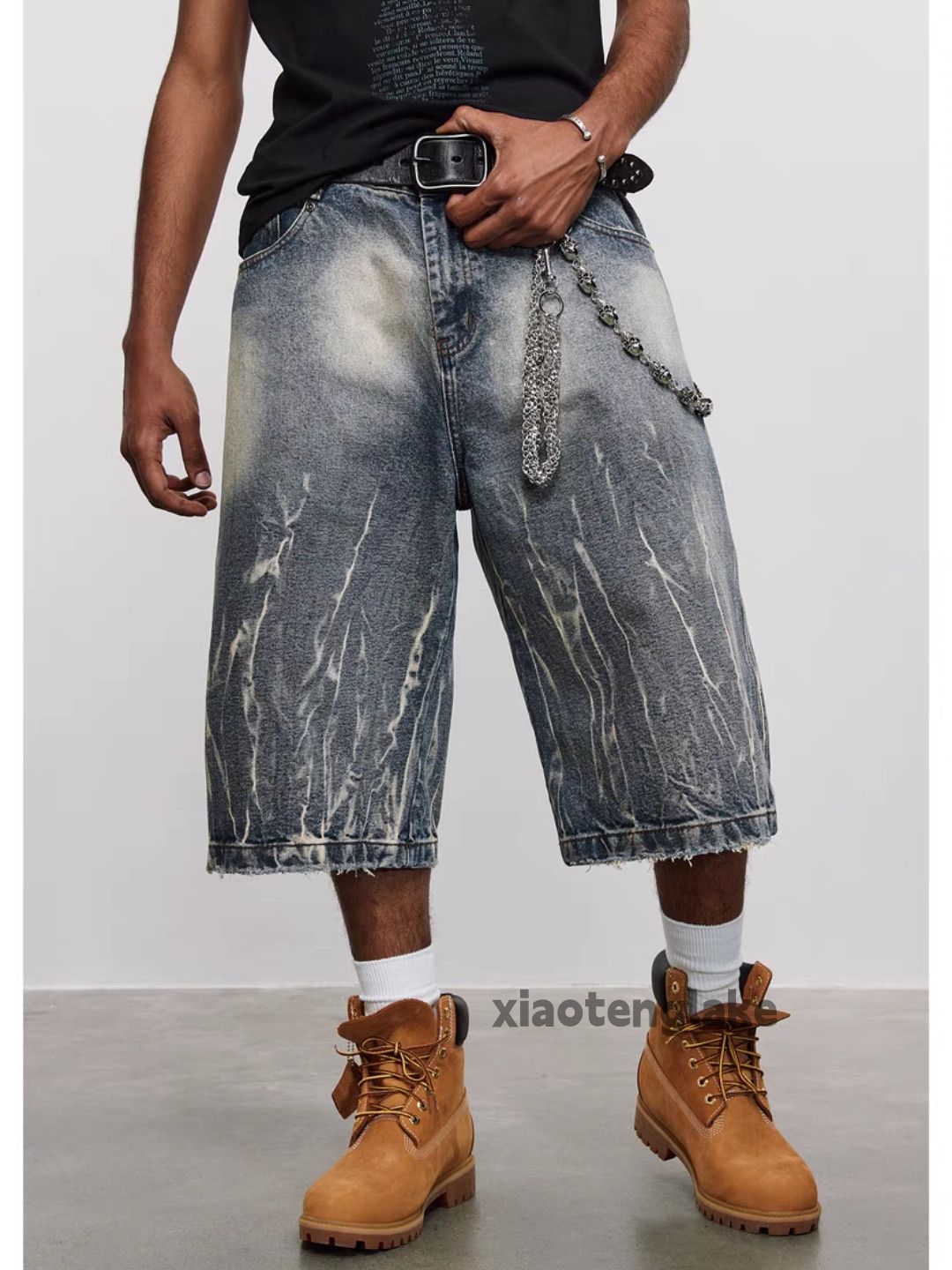 Jean × Vintage Washed faded denim loose baggy hiphop skate shorts Size US 34 / EU 50 - 2 Thumbnail