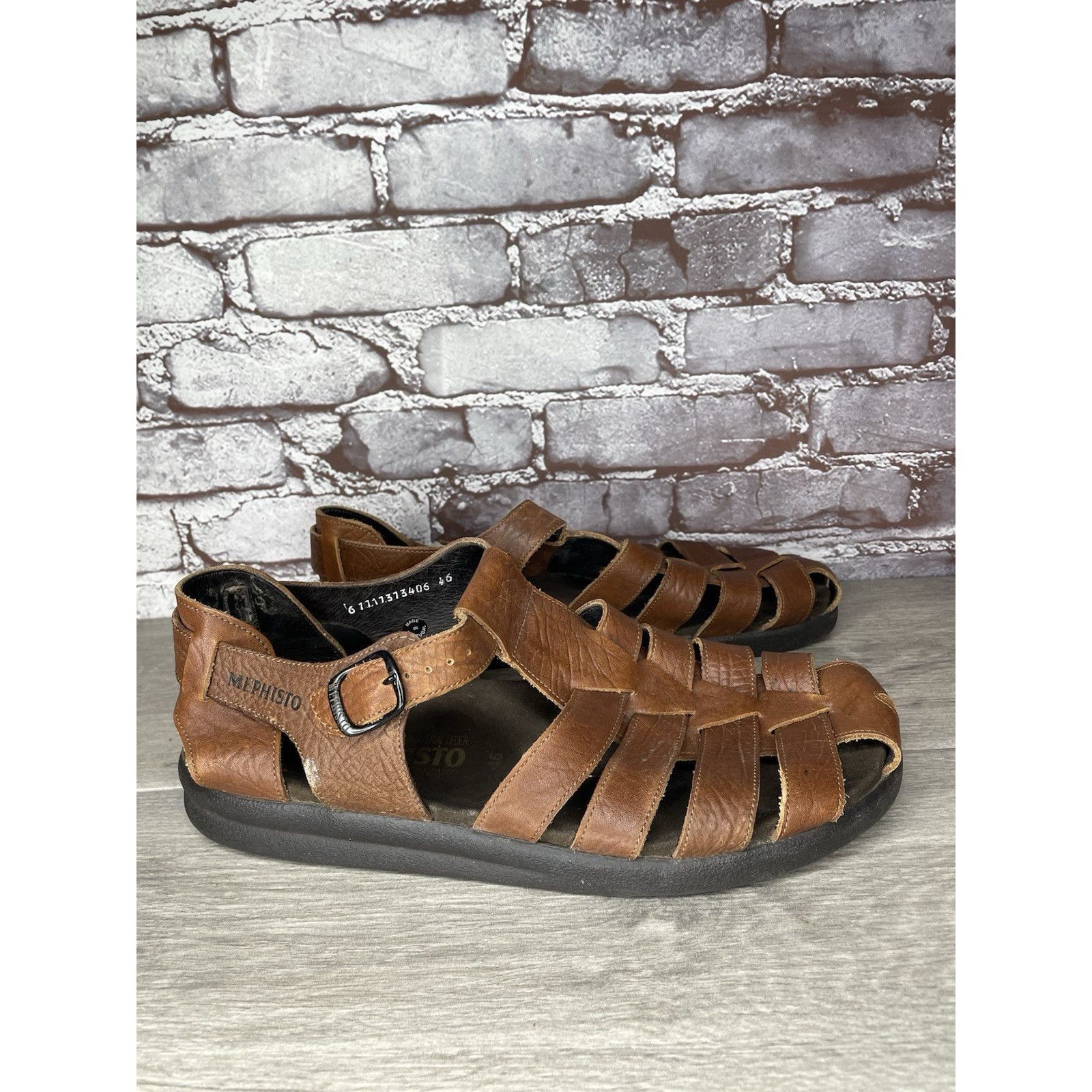 Mephisto MEPHISTO 4x Shock Brown Leather Fisherman Casual Strap Sanda Size US 13 / EU 46 - 14 Thumbnail
