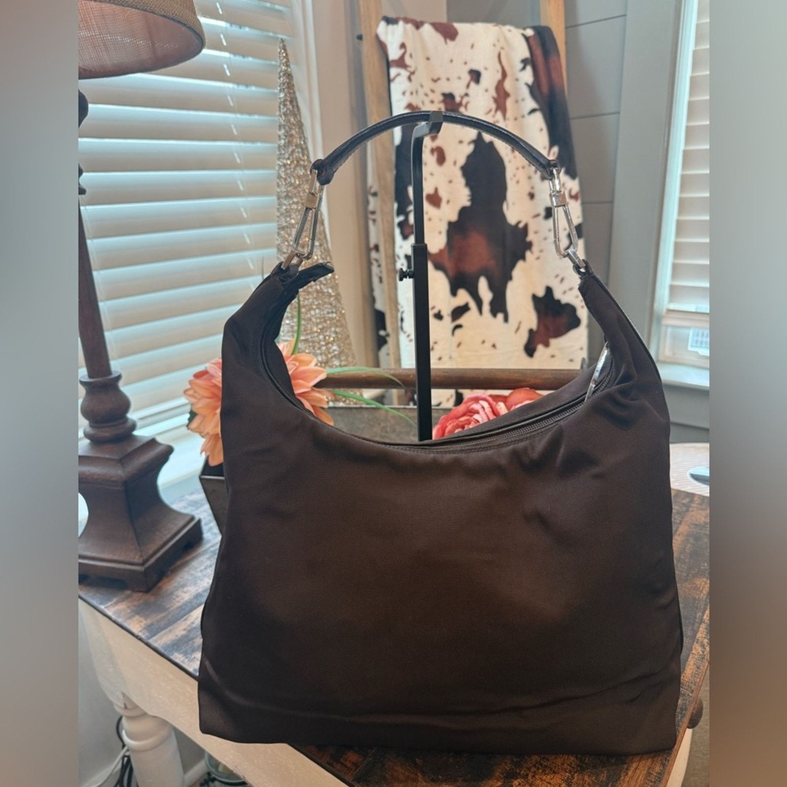 Gucci Gucci Vintage Chocolate Canvas & Leather Bag 00119558444 Size ONE SIZE - 7 Thumbnail