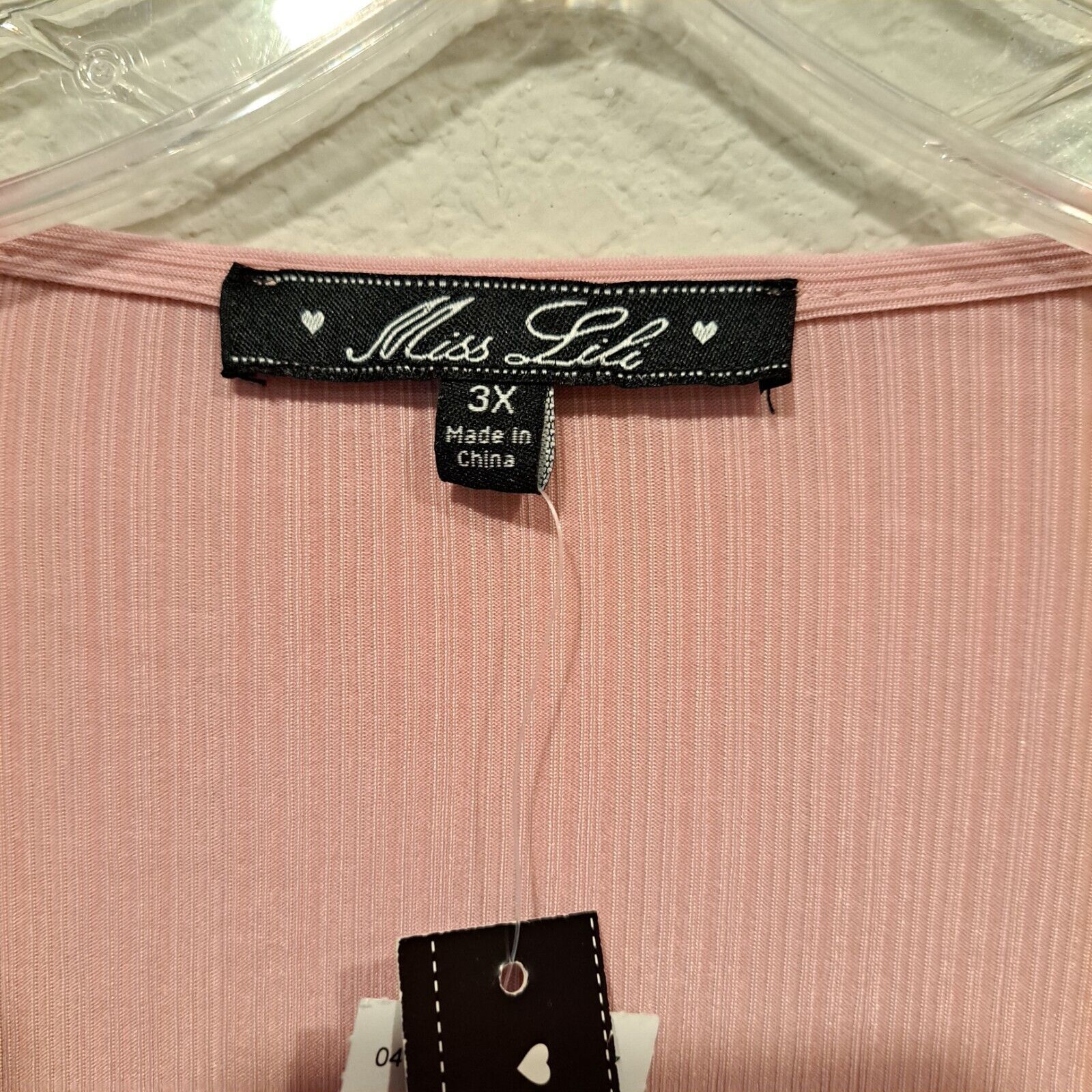 Other Miss Lili Pale Pink Wrap Top Blouse Snap Ribbed Plus Size 3X Size 3XL / US 20-22 - 3 Thumbnail