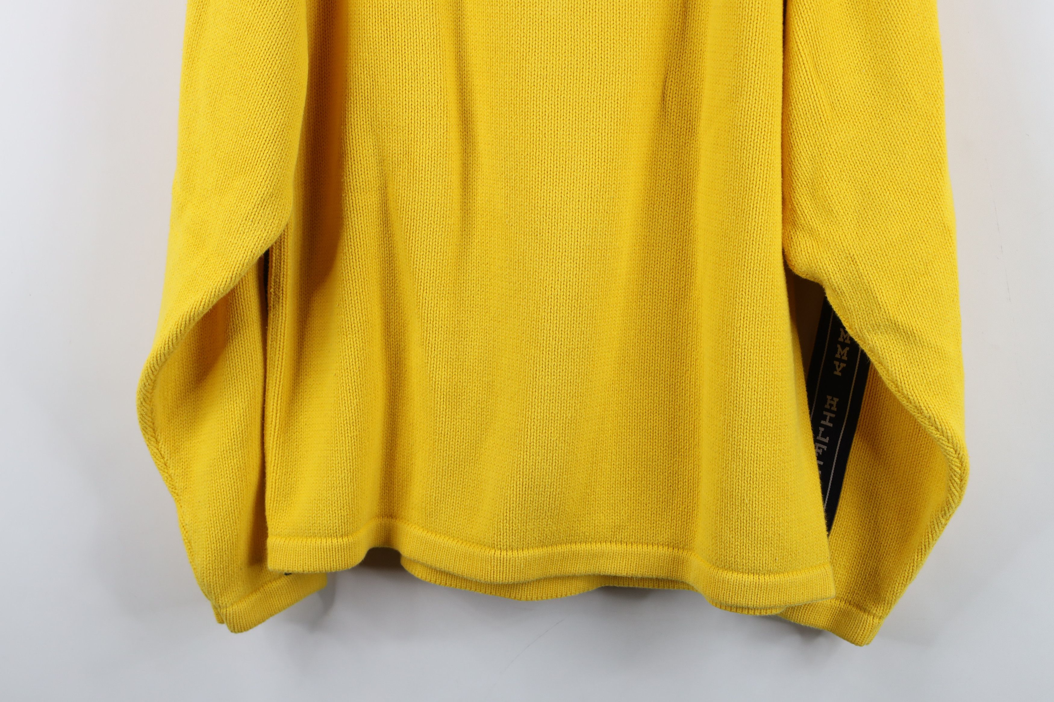 Tommy Hilfiger Vintage 90s Tommy Hilfiger Taped Logo Knit Sweater Yellow Size L / US 10 / IT 46 - 14 Thumbnail