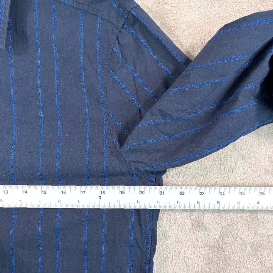 Armani Exchange VINTAGE Armani Exchange Shirt Navy Blue Metallic Striped 90s Men Medium Short? Size US M / EU 48-50 / 2 - 5 Thumbnail