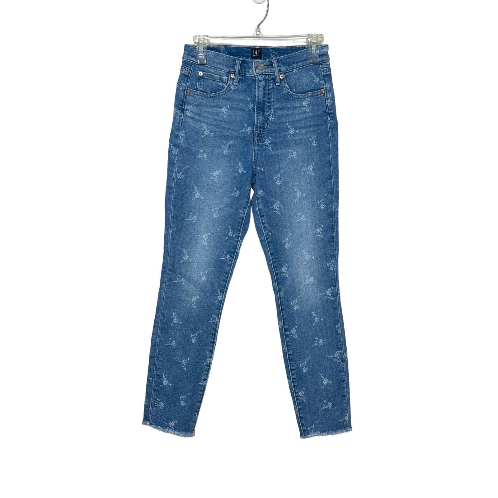 Gap Gap blue floral true skinny ankle jeans size 27/4 Size 27" / US 4 / IT 40 - 1 Thumbnail