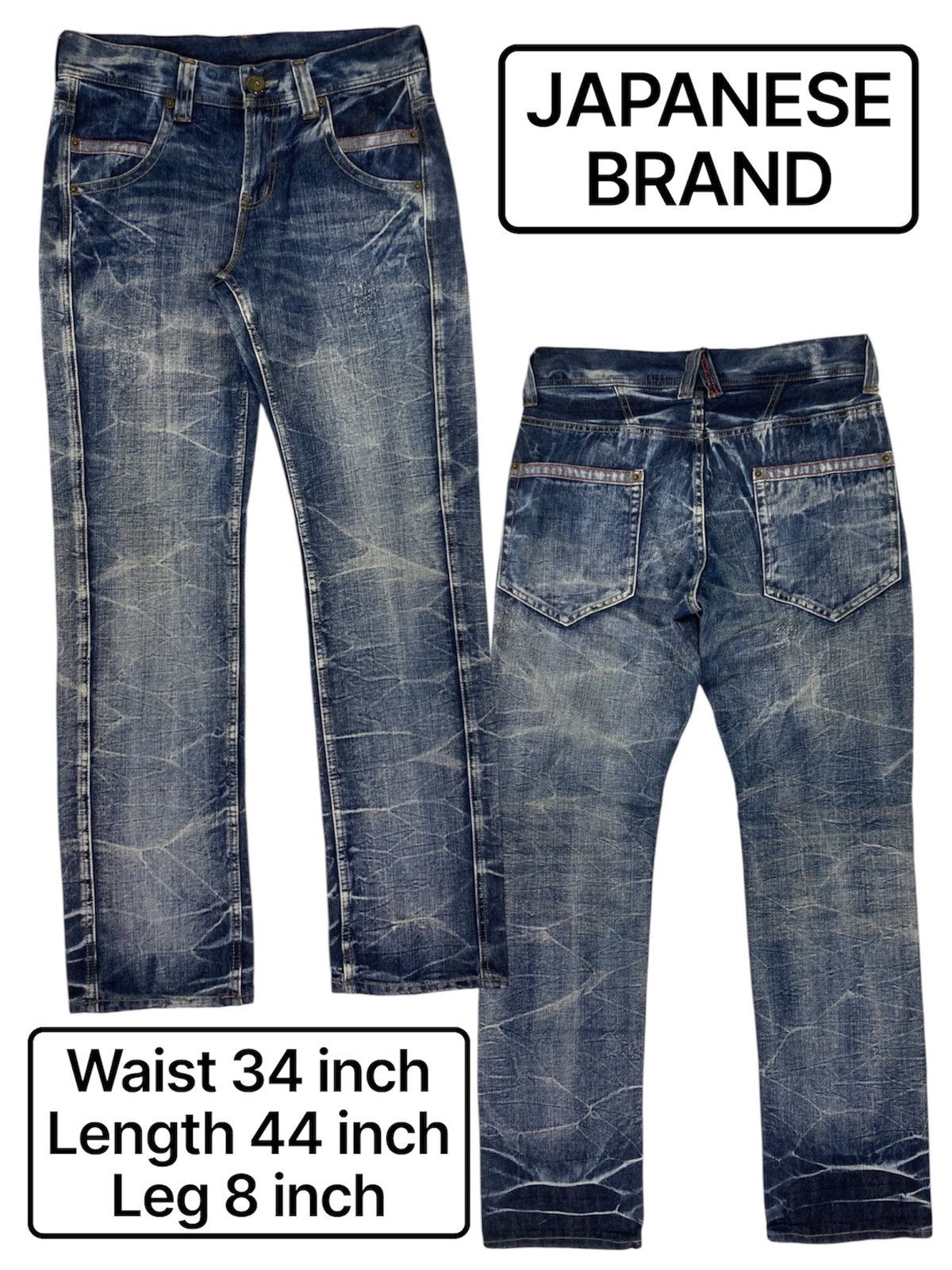 Japanese Brand 2000s Rare Japanese Acid Wash Denim Jeans Y2K Size US 34 / EU 50 - 1 Thumbnail