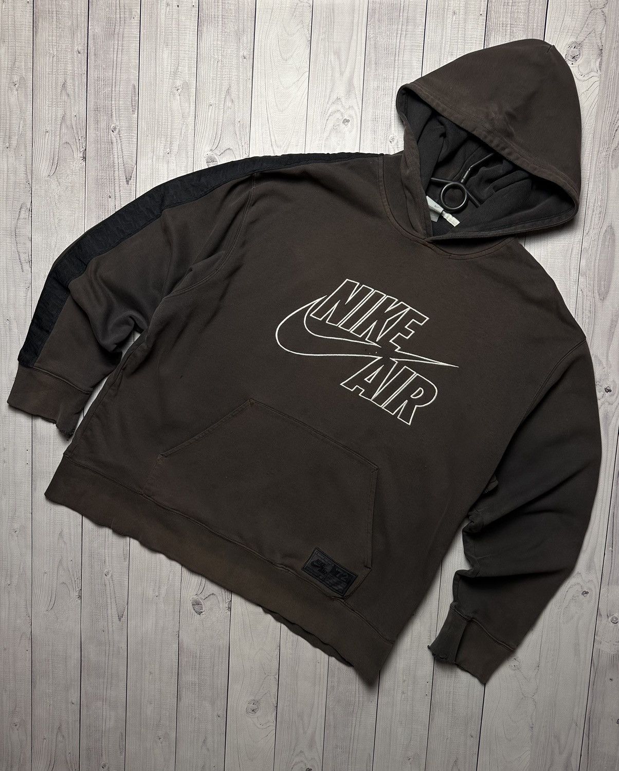 Vintage Nike air hoodie brown big logo distressed size XL
