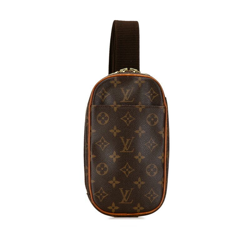 Louis Vuitton Louis Vuitton Monogram Pochette Gange Waist Bag M51870 Brown PVC Leather Canvas Belt Bag M51870 in Very Good Condition