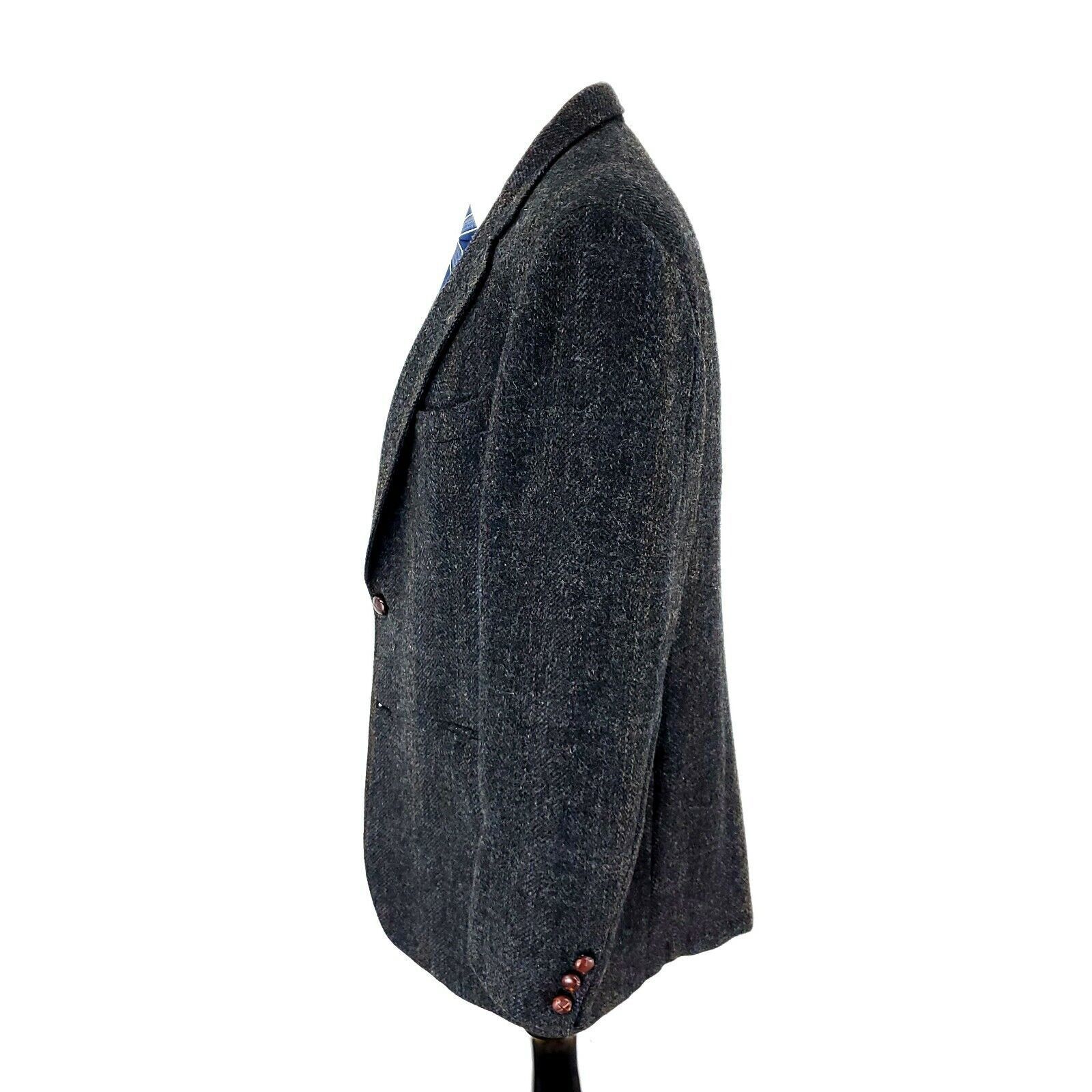 Vintage Cricketeer Tweed Wool 2 Leather Button Sport Coat 40R Gray W Size 40R - 4 Thumbnail