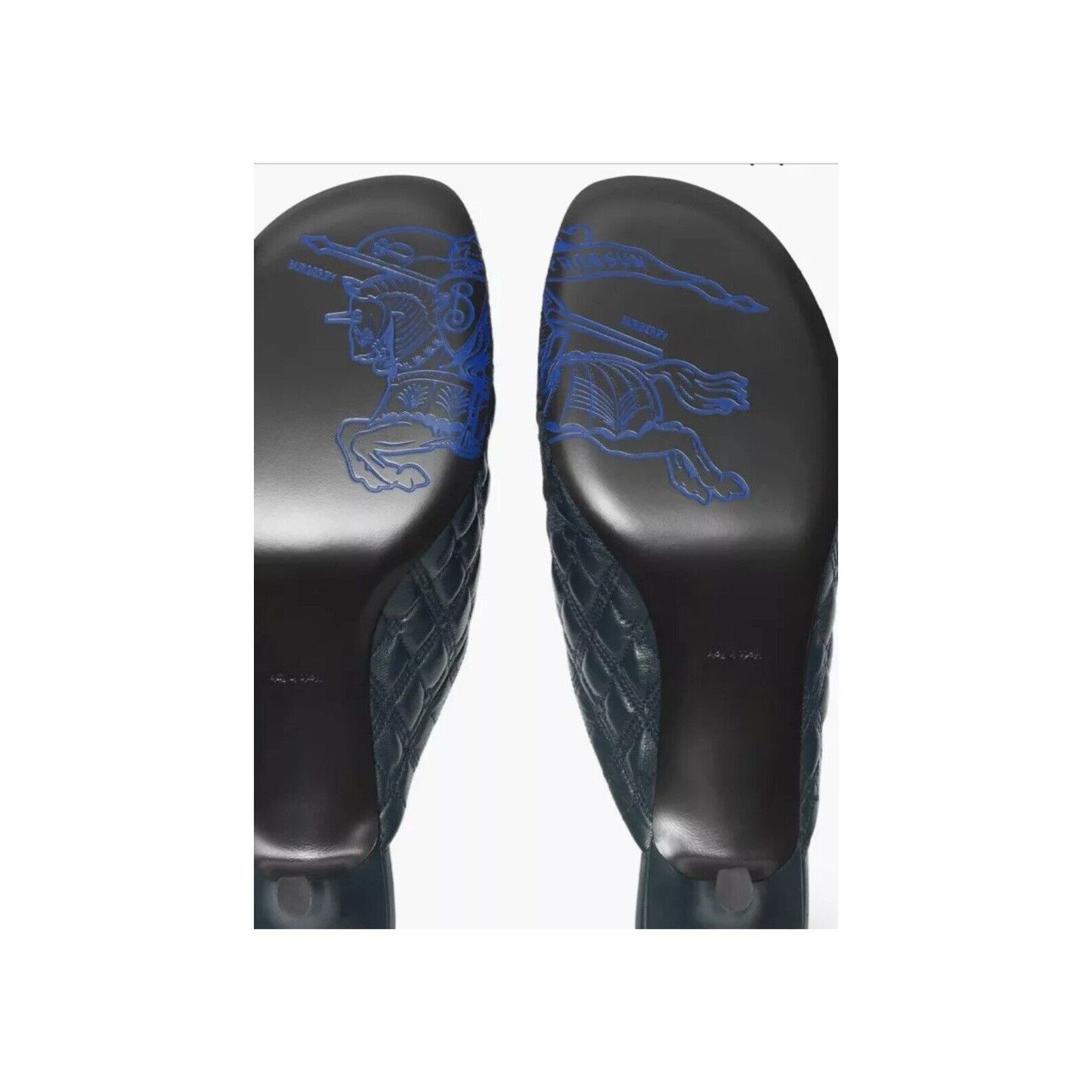 Burberry NWB Burberry Kitten Heel Navy Blue Quilted Logo EKD Mules Sl Size US 9 / IT 39 - 4 Thumbnail