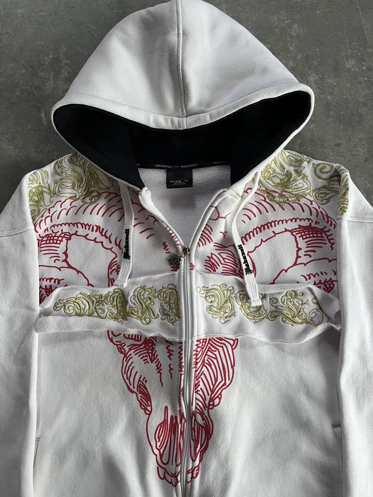 Makaveli Makaveli Big Skull Logo Embroidered Baggy Boxy Zip Hoodie XL Size US XL / EU 56 / 4 - 9 Thumbnail