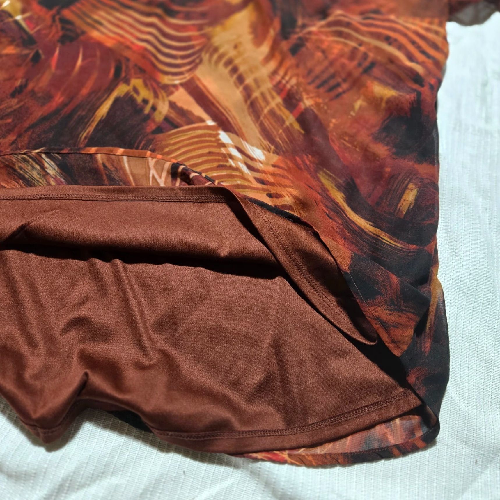 Bell Est. 1946 Shirt Blouse 3/4 Sleeve Bell Sleeve Scoop Neck Women's 20W Orange Brown/Orange Bell Sleeve Est. 1946 Shirt Womens 20W Size 3XL / US 20-22 - 7 Thumbnail