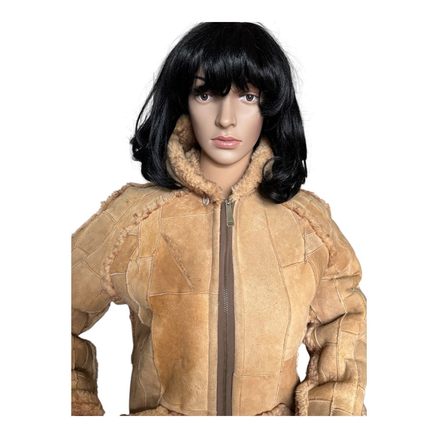 Vintage 70s Unbranded Patchwork Shearling Hooded Reversable Coat S Size S / US 4 / IT 40 - 4 Thumbnail