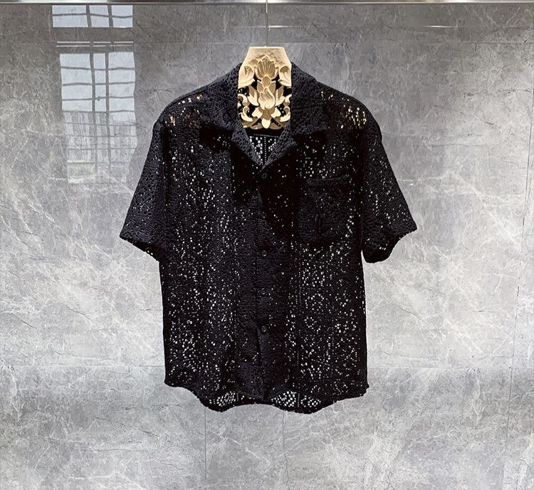 Designer Men Vintage Crochet Shirt Holiday Beach Size US M / EU 48-50 / 2 - 1 Thumbnail