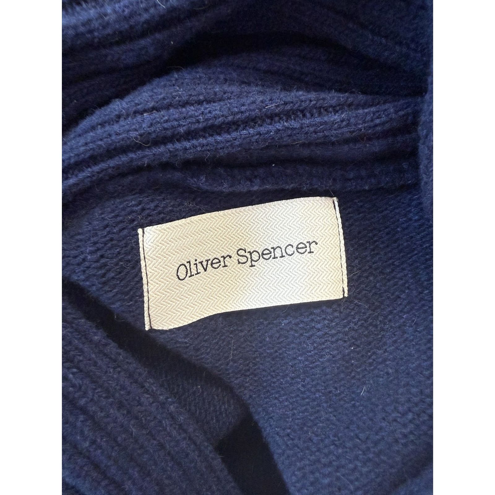 Oliver Spencer Oliver Spencer Lewes Sweater Lambswool Shawl Collar Navy Size US XL / EU 56 / 4 - 2 Thumbnail
