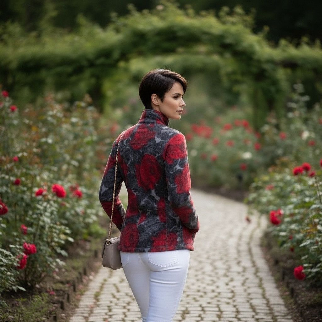 Lululemon Lululemon Vintage Floral Red - Gray Rose Print Jacket Sz.6 Size S / US 4 / IT 40 - 6 Thumbnail