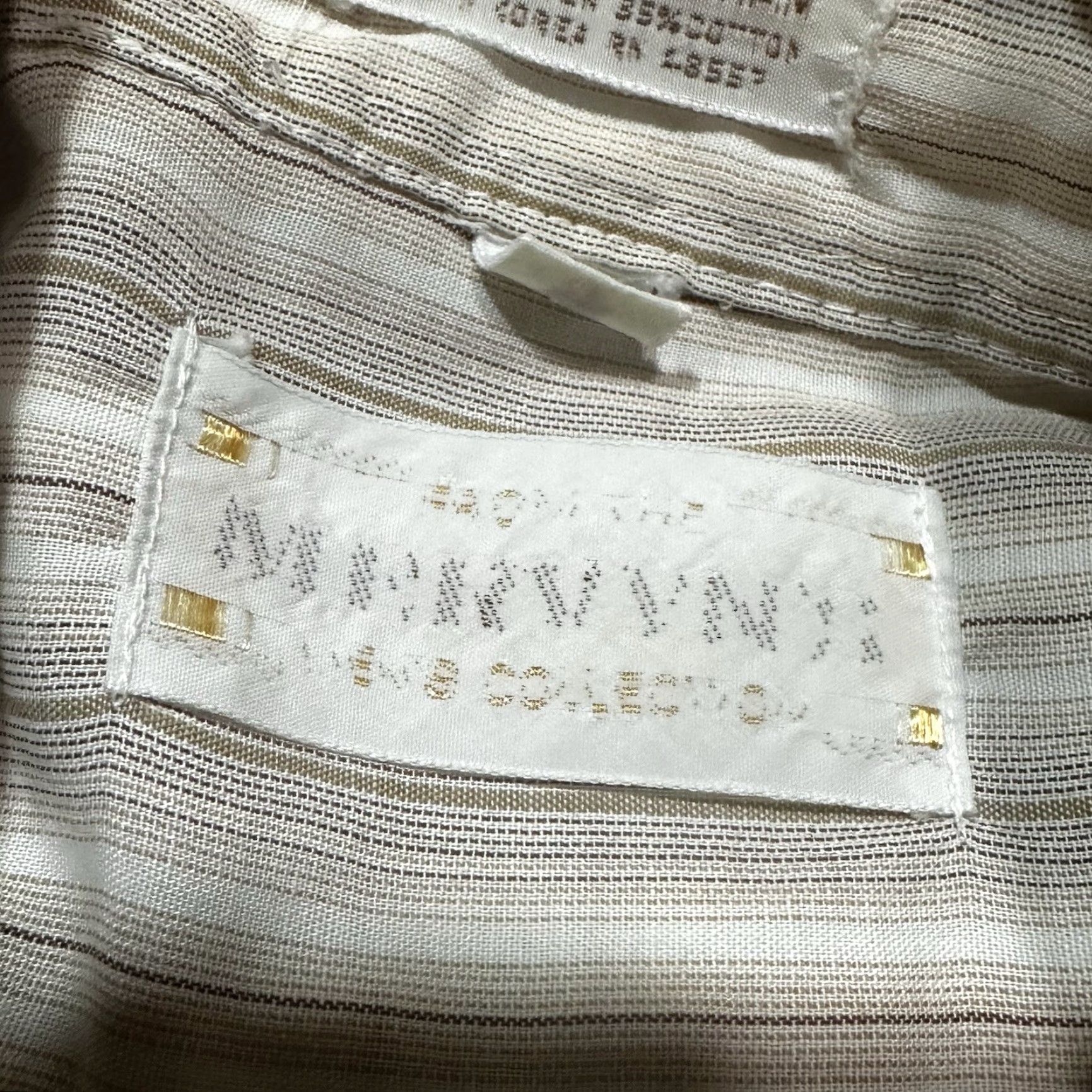 Vintage VINTAGE Mervyns Button Up Shirt Mens 16 1/2 Large Beige Striped Shirt L Beige 1980s Mens Size US L / EU 52-54 / 3 - 5 Thumbnail