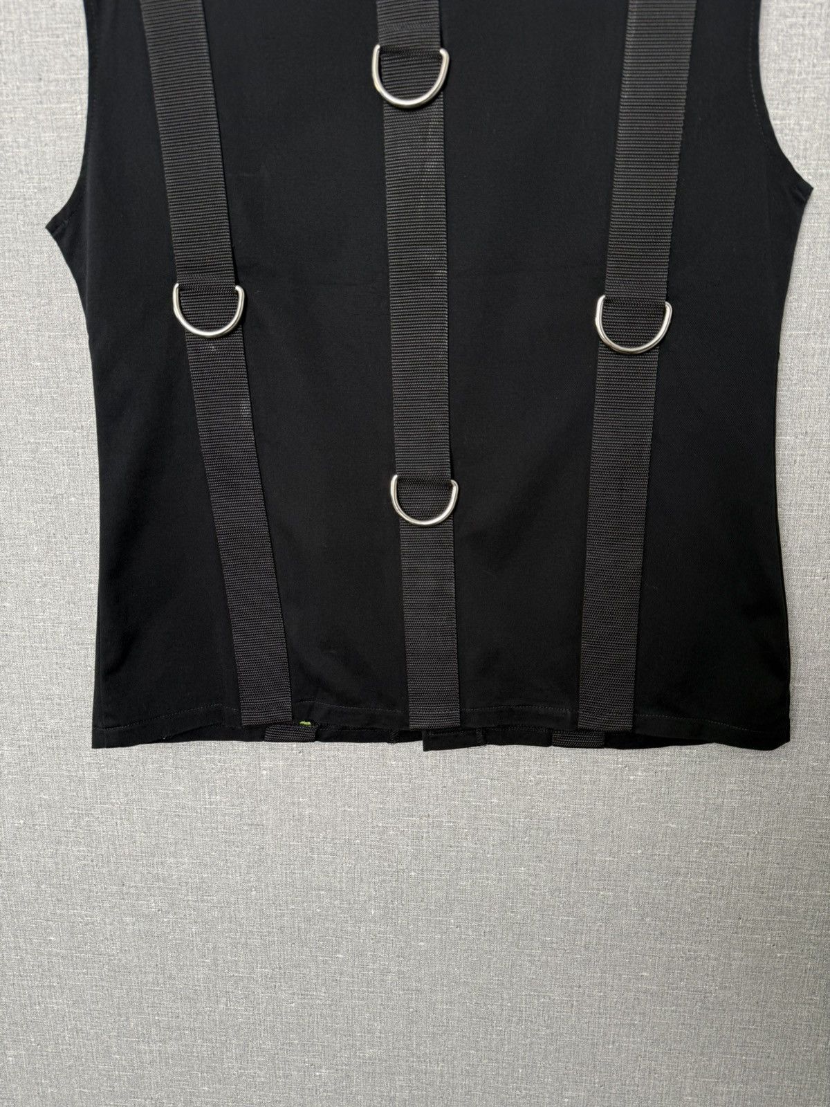 20471120 Aderlass Gothic Punk Black Sleeveless Vest with Straps Rings Size L / US 10 / IT 46 - 14 Thumbnail