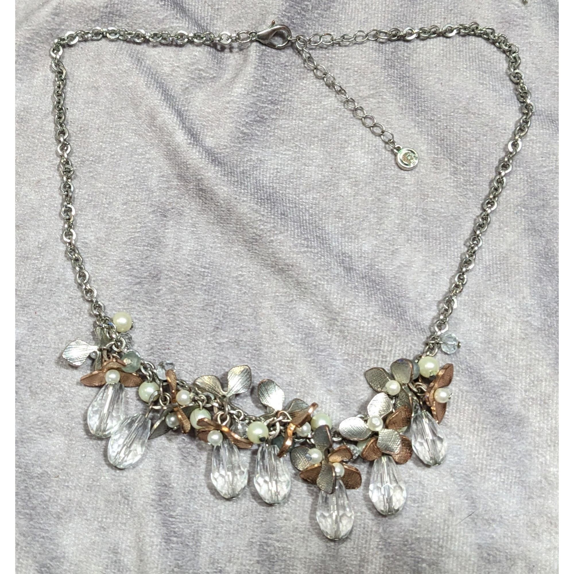 Other C 1946 Floral Metal Glass And Faux Pearl Cluster Necklace Size ONE SIZE - 6 Thumbnail