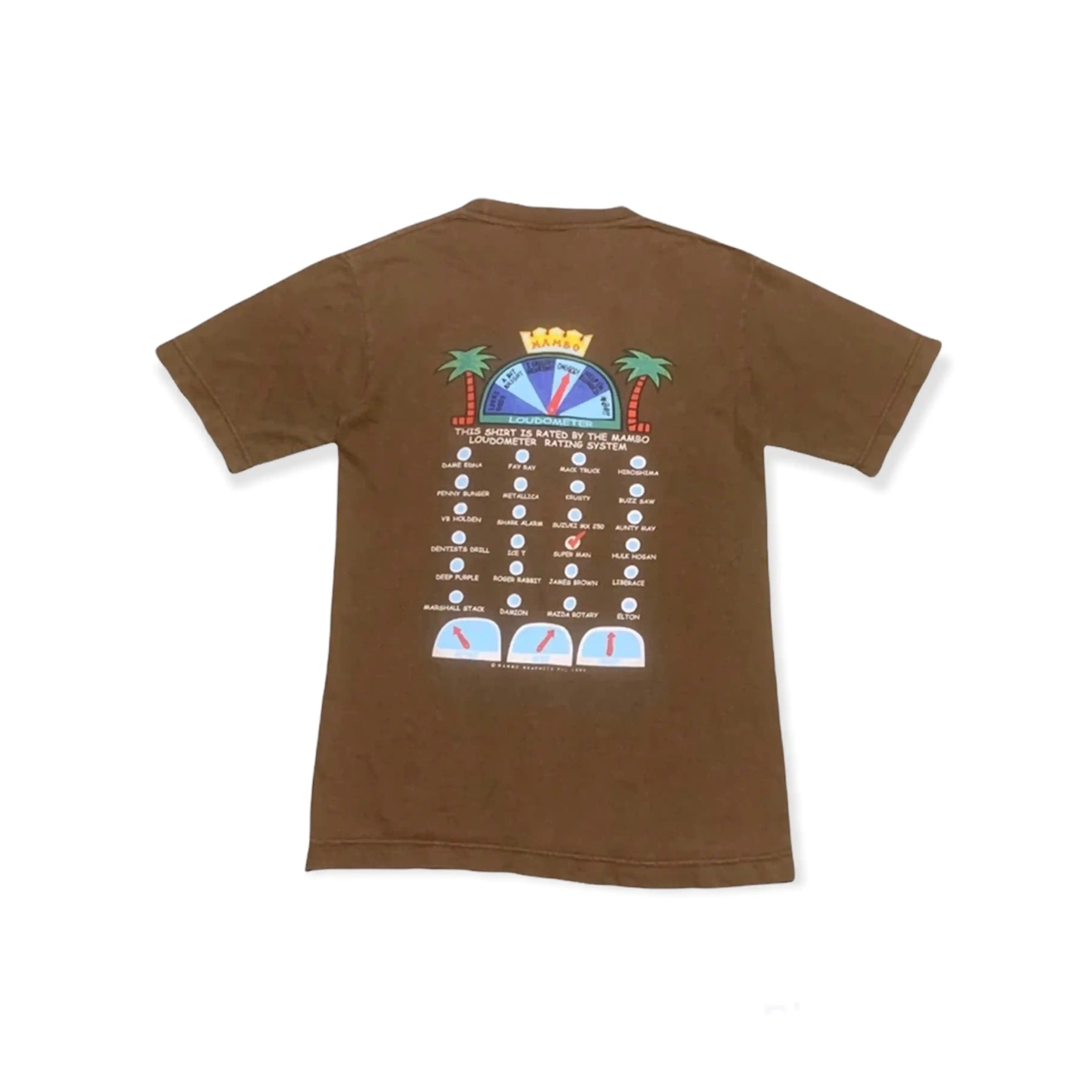 image of Vintage Mambo Loud Meter Australian Classic Tshirt in Brown, Men's (Size Small)