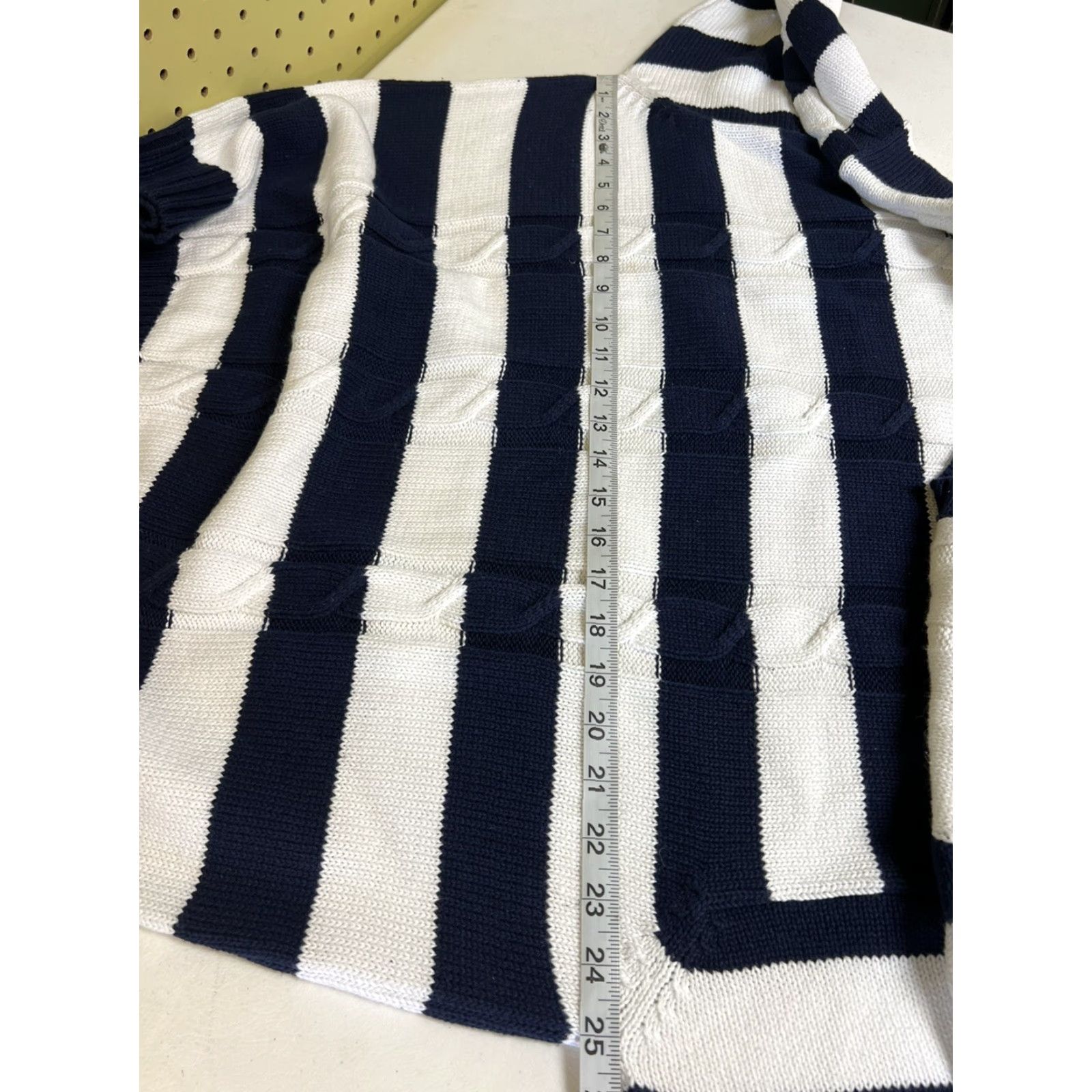Brooks Brothers VINTAGE Brooks Brothers Cable Knit Pullover Sweater XL White & Blue Stripes Mens Regular Crew Neck Knit Cotton Sailor Theme Size US XL / EU 56 / 4 - 6 Thumbnail